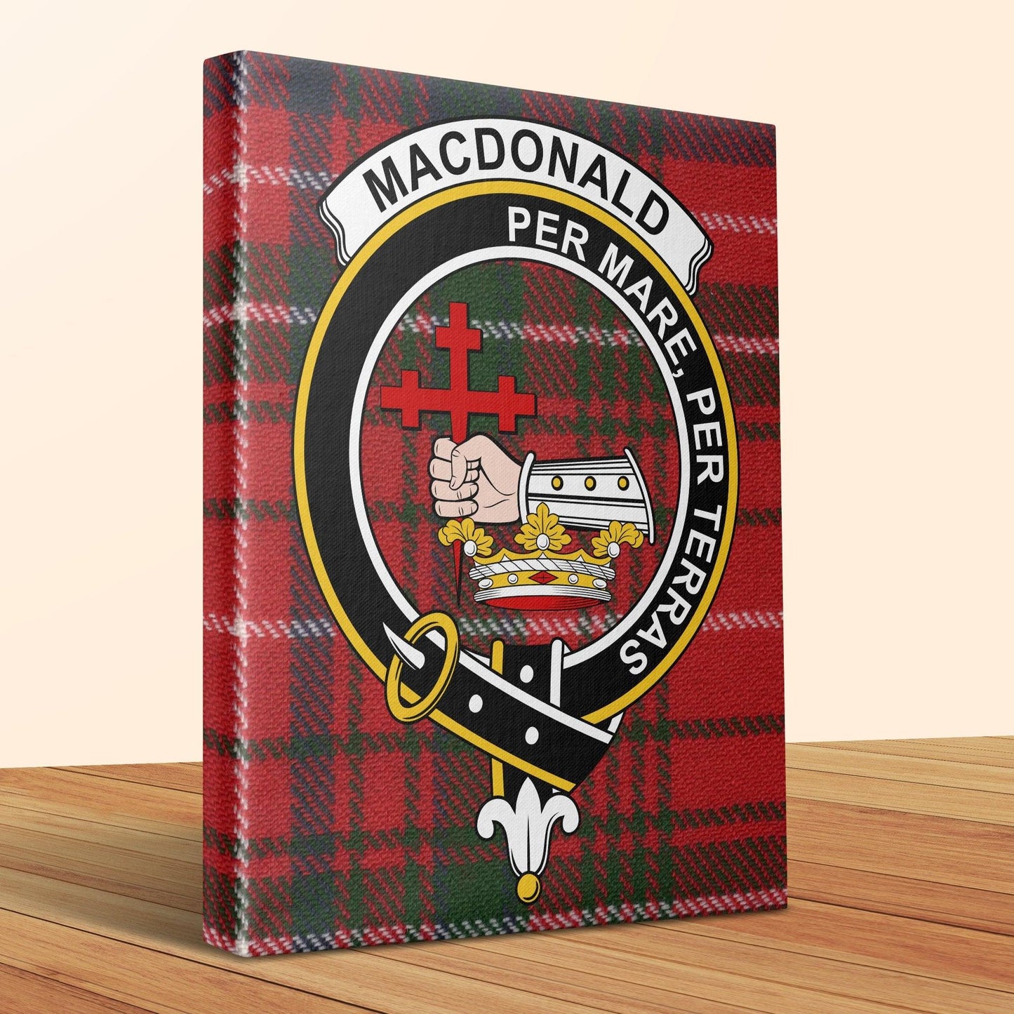 Macdonald Scottish Tartan Crest Canvas Wrap - Celtic Ancestry Gifts