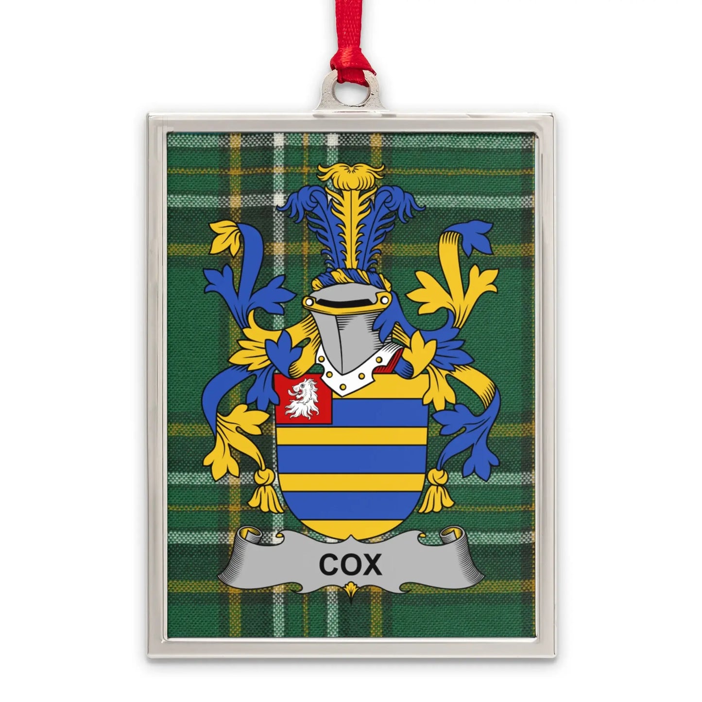 Cox Family Crest Tartan Plaid Ornament product