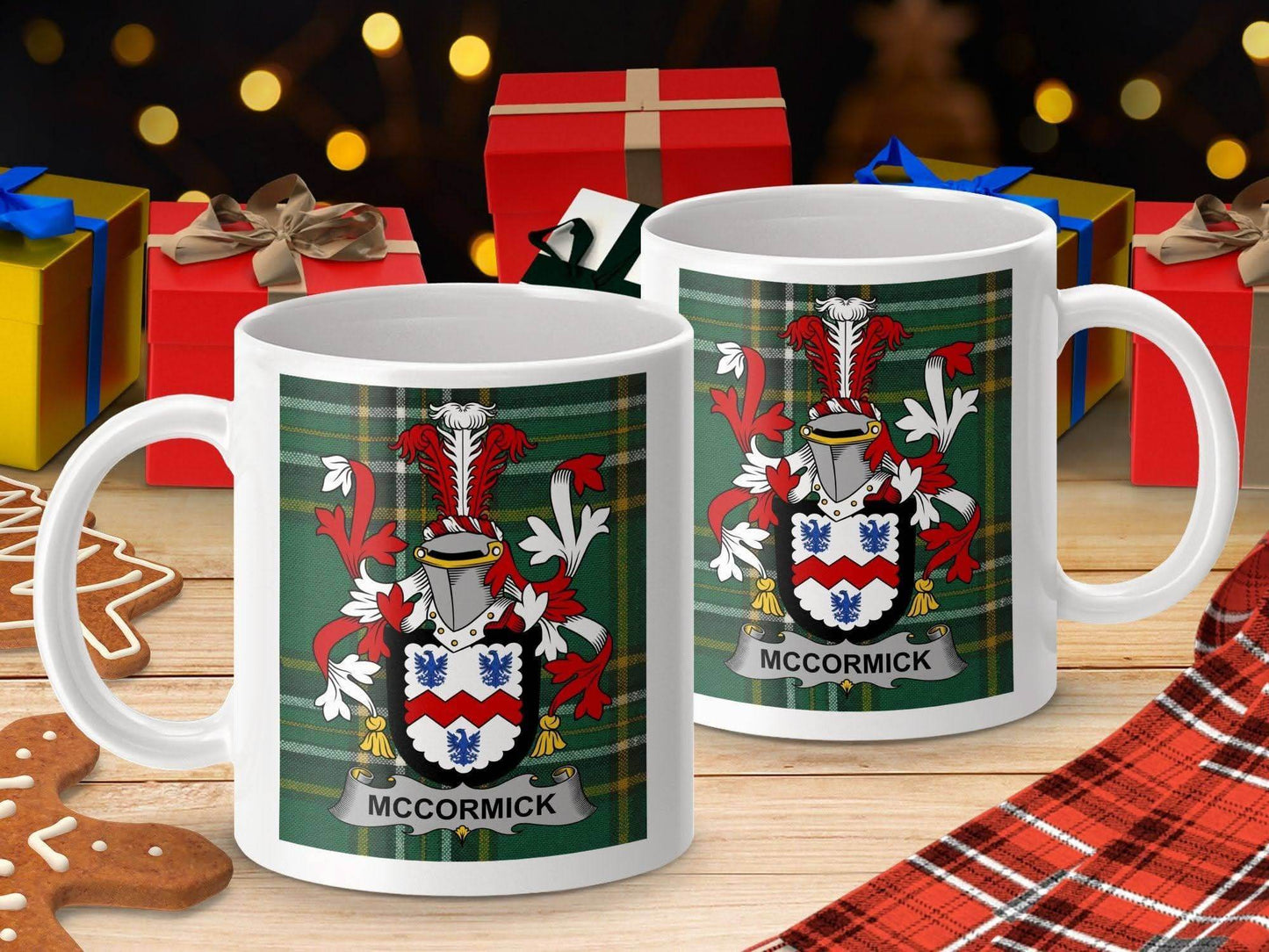 McCormick Surname Family Crest Irish Tartan Mug - Celtic Ancestry Gifts