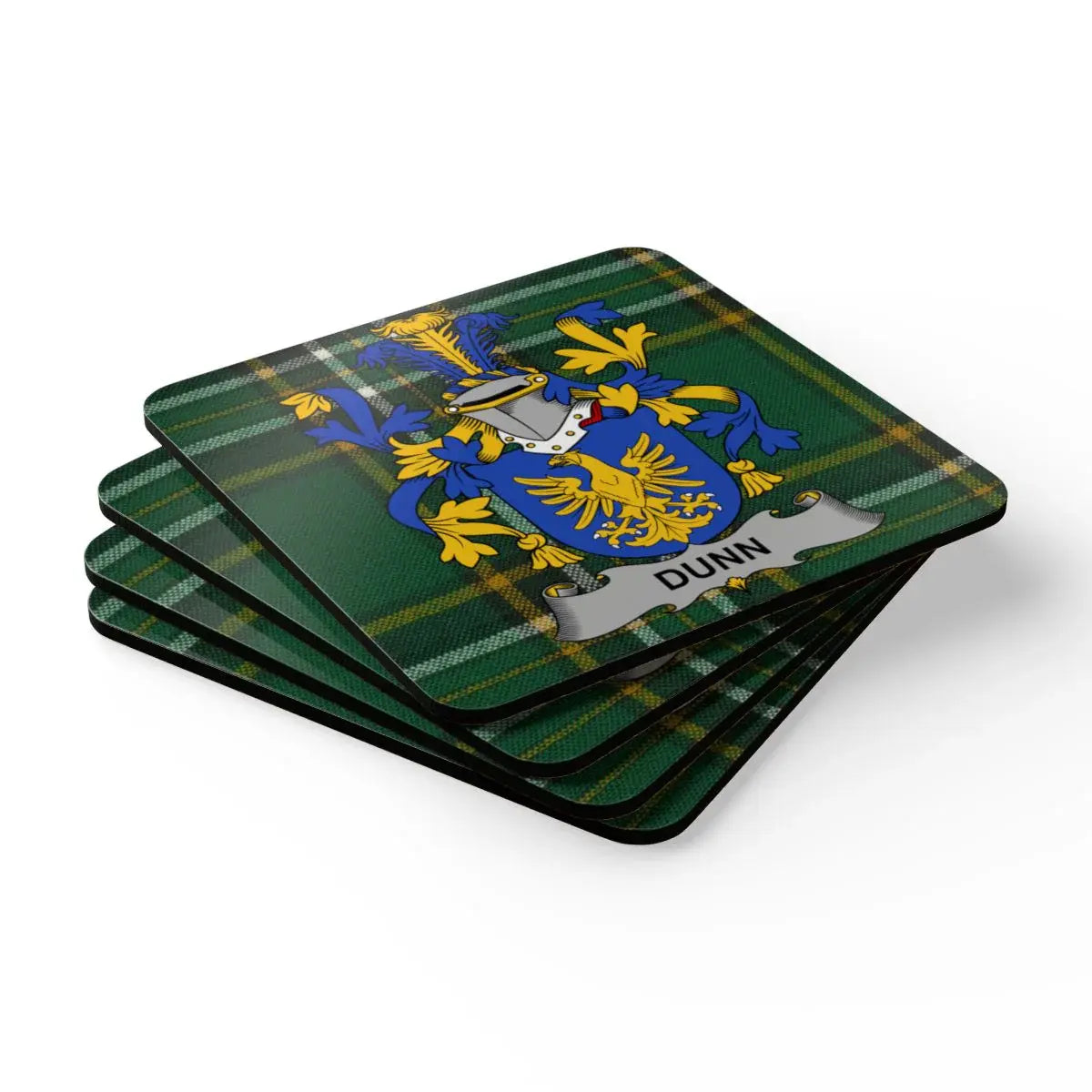 Dunn Family Crest Green Plaid Coasters product type
