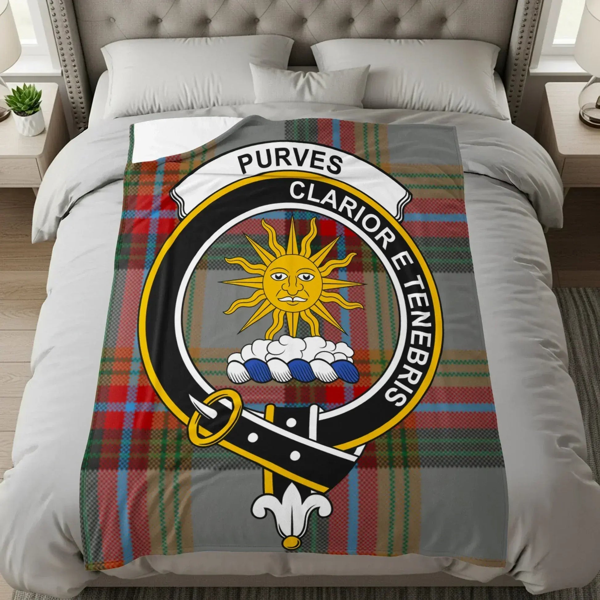 Purves Clan Crest Badge Tartan Blanket product
