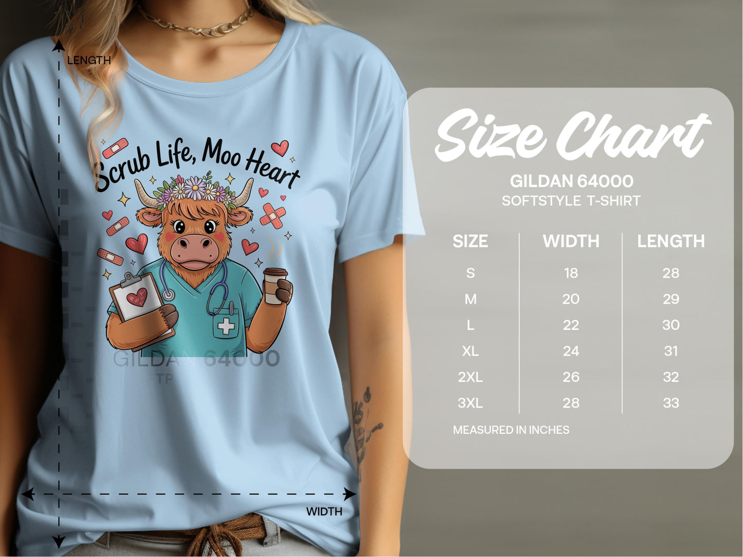 Scrub Life Moo Heart Design Gildan Softstyle T-shirt product
