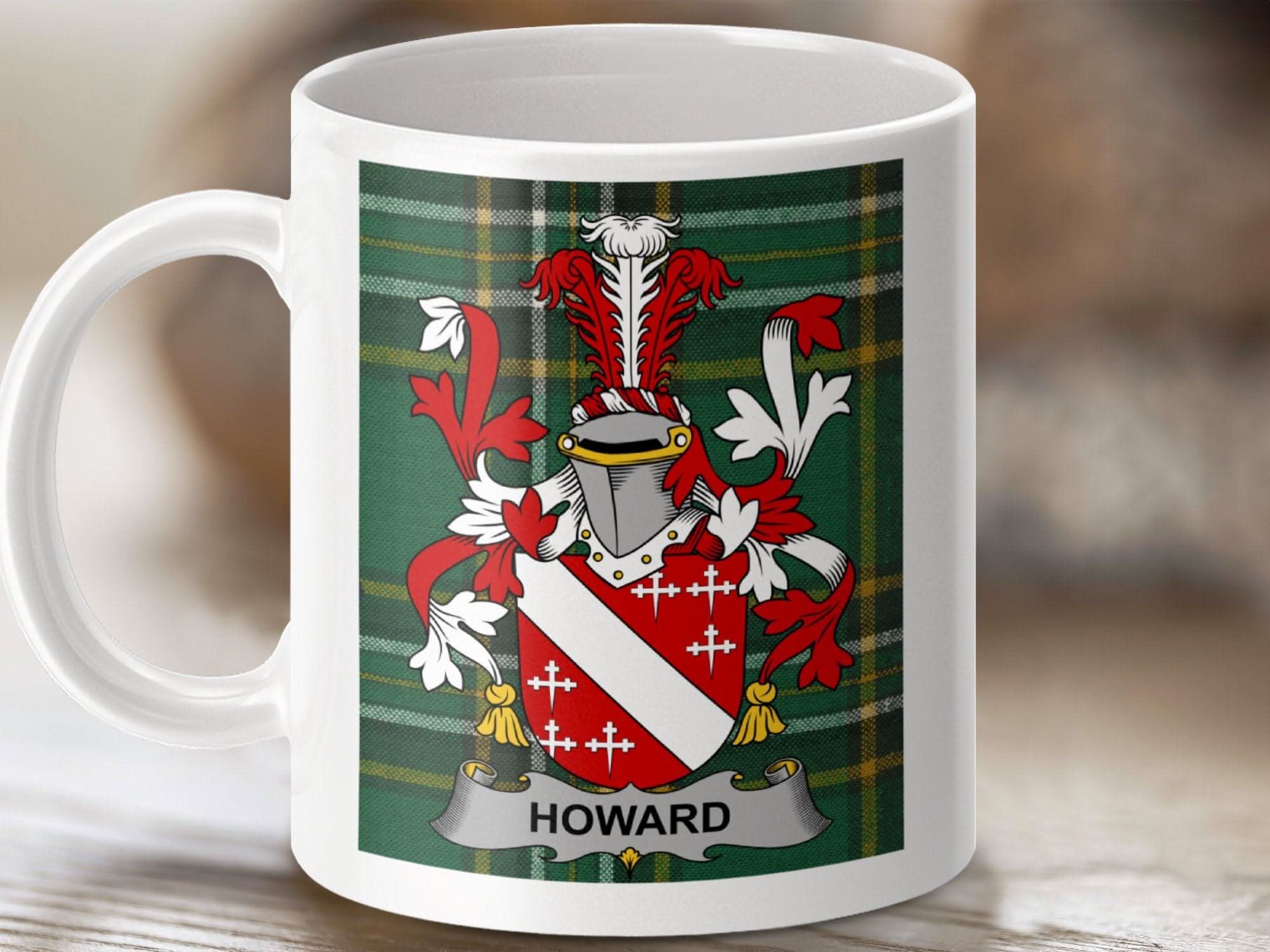 Howard Surname Family Crest Irish Tartan Mug - Celtic Ancestry Gifts