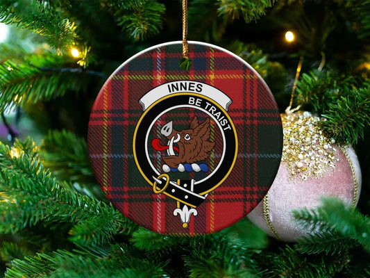 Clan Innes Tartan Crest Christmas Ornament product type