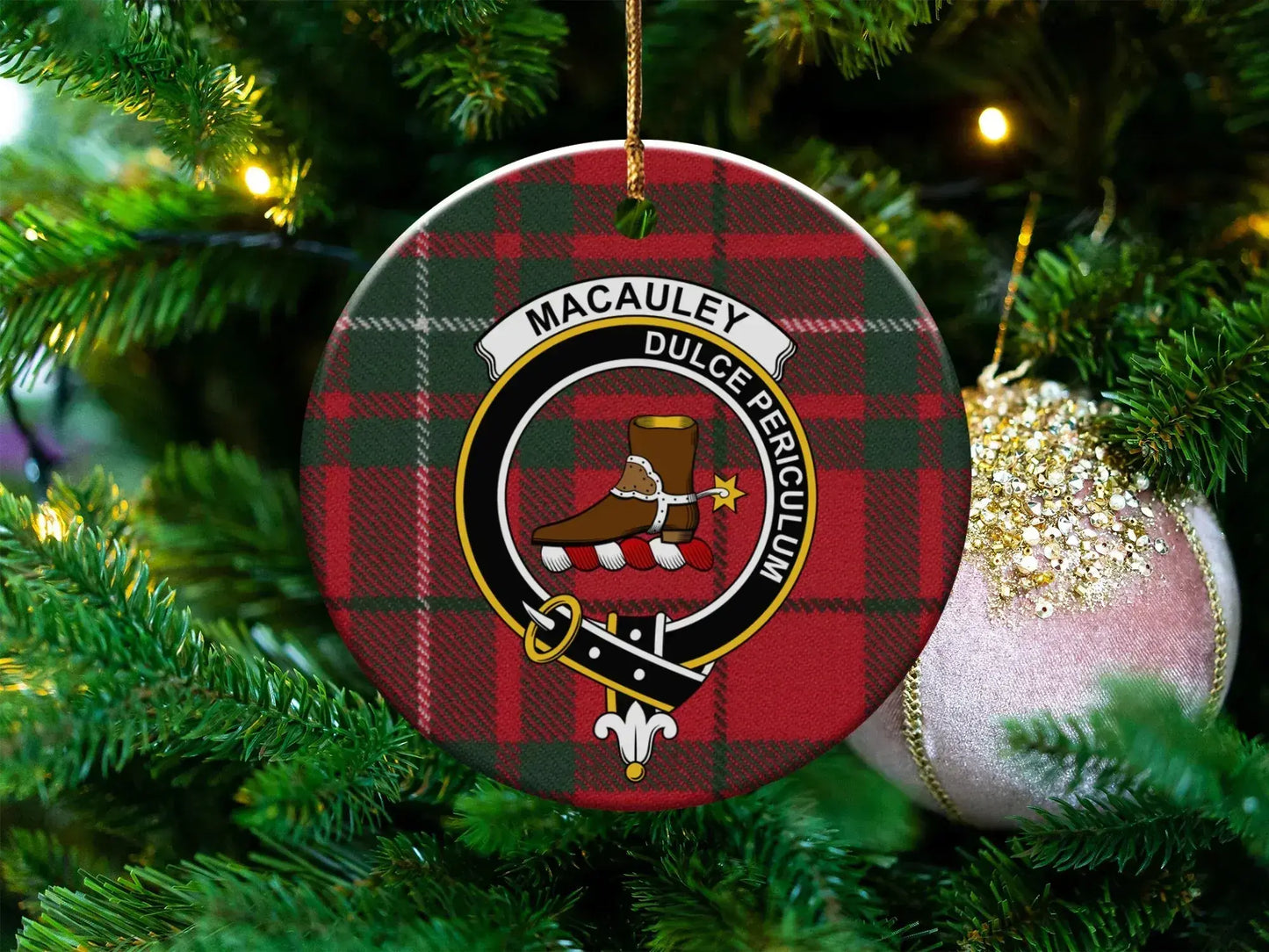 Scottish Tartan Clan Crest Christmas Ornament product
