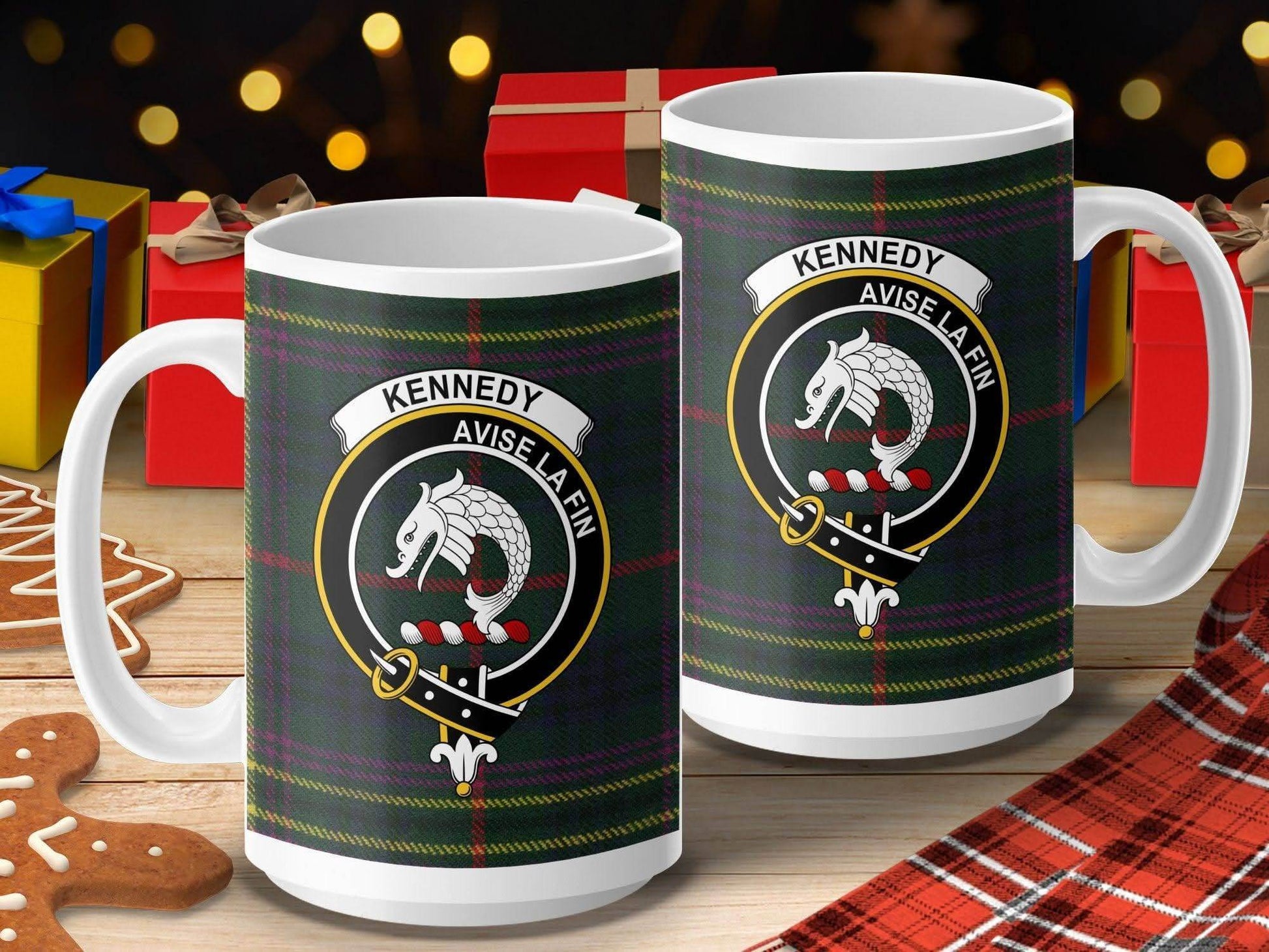 Personalized Kennedy Clan Tartan Design Coffee Mug product type