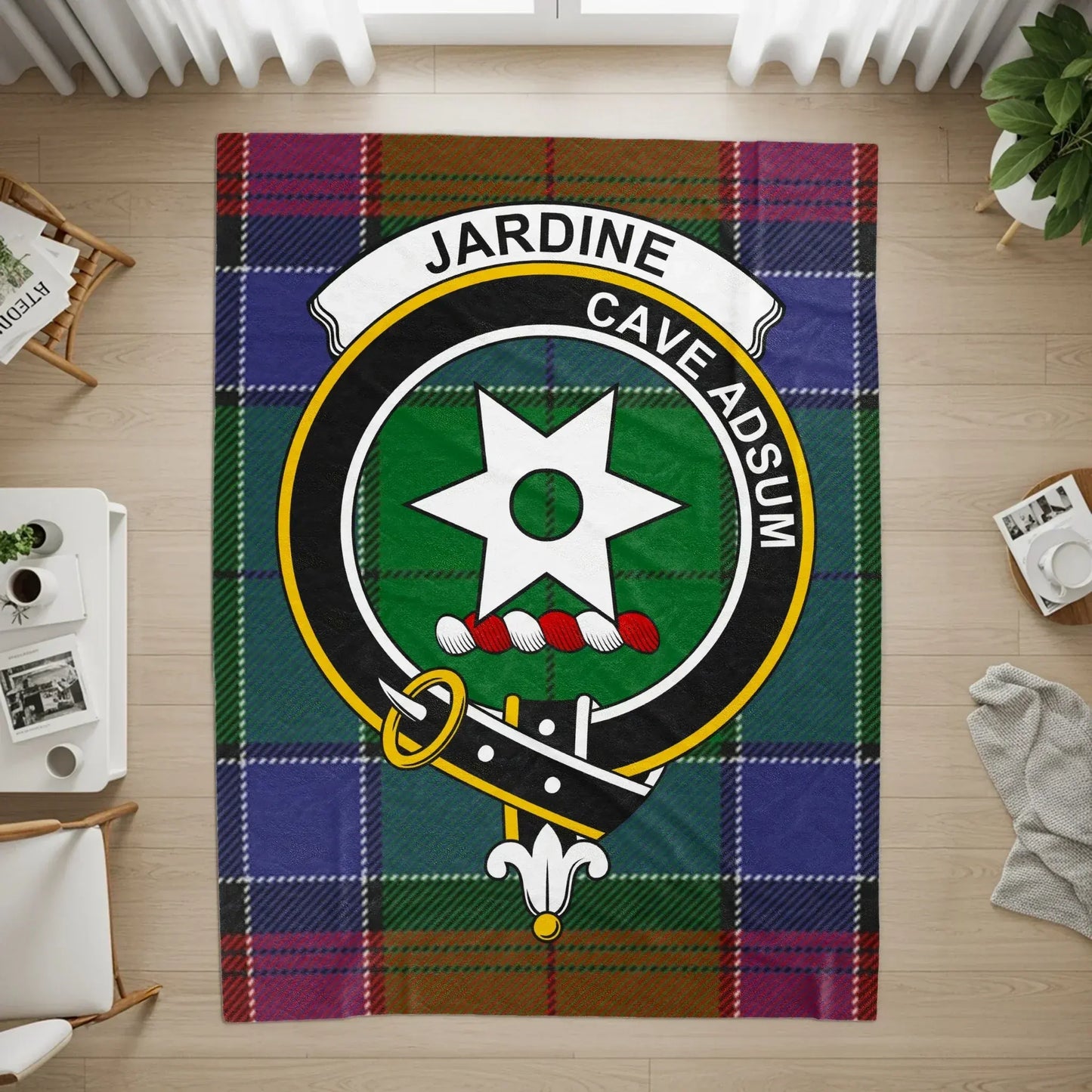 Jardine Cave Adsum Green and Blue Tartan Rug product