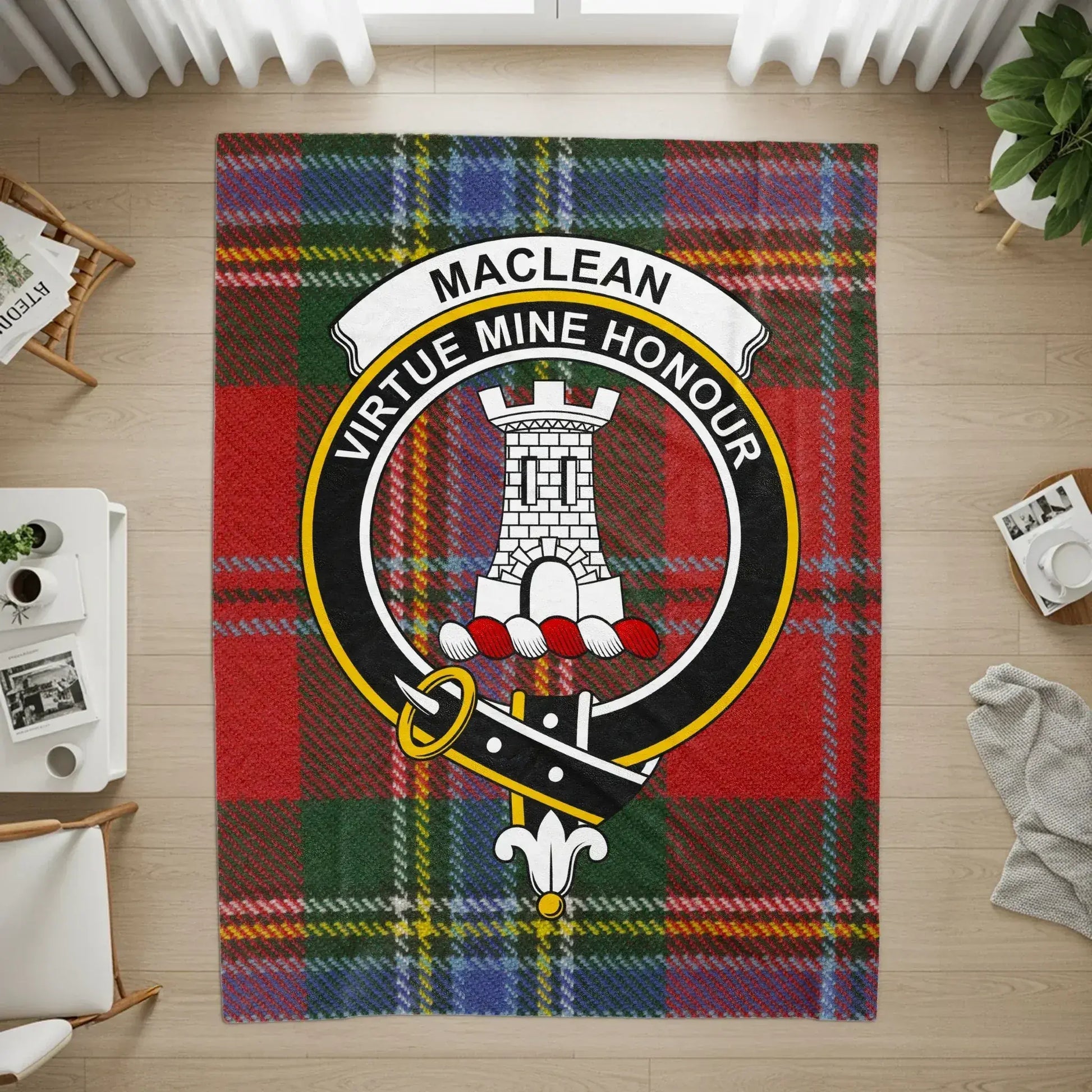 Maclean Tartan Design Virtue Mine Honour Custom Rug product