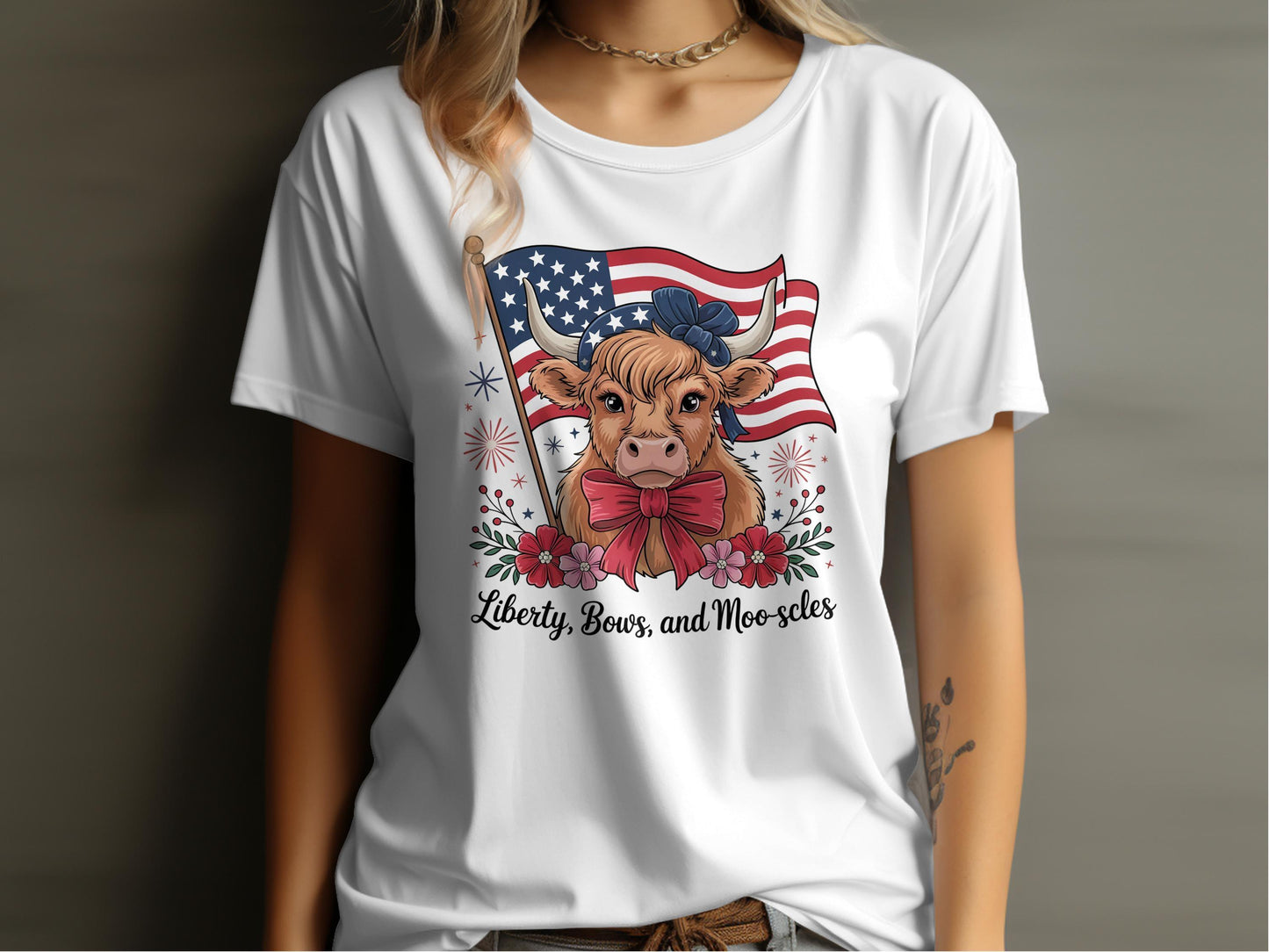 Liberty Bows and Moo-scles Graphic T-shirt product
