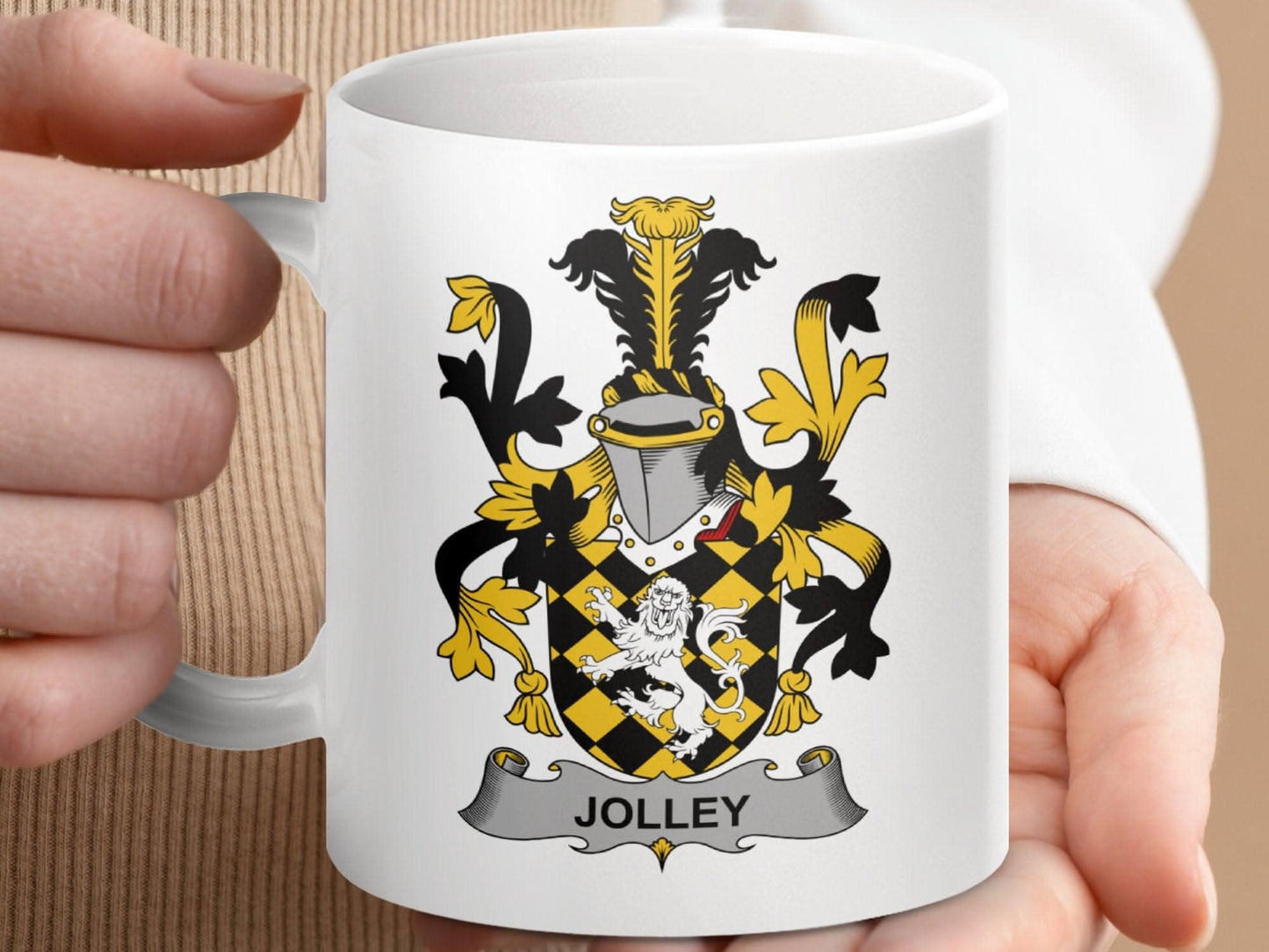 Jolley Family Irish Coat Arms Crest Surname Design mug - Celtic Ancestry Gifts