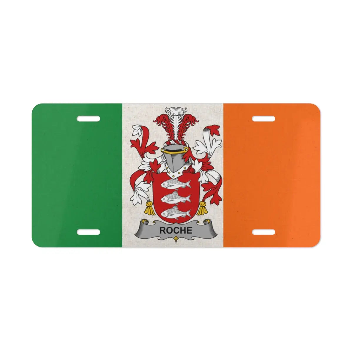 Irish Flag with Roche Family Crest License Plate product