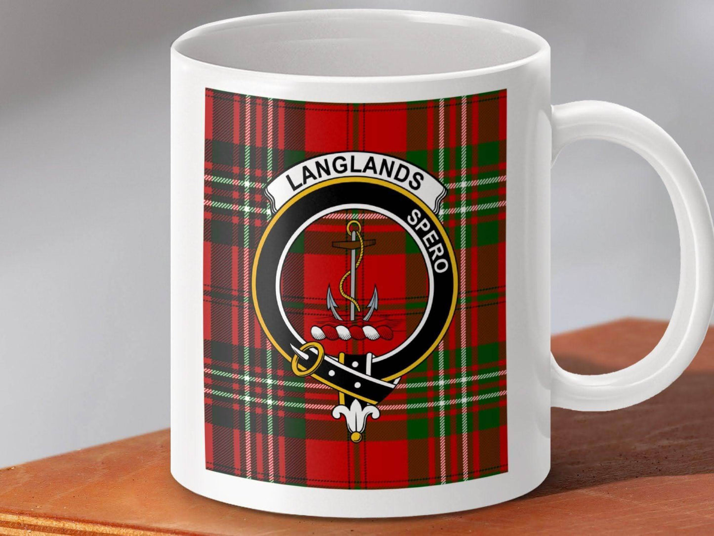 Langlands Spero Red Tartan Clan Emblem Mug product