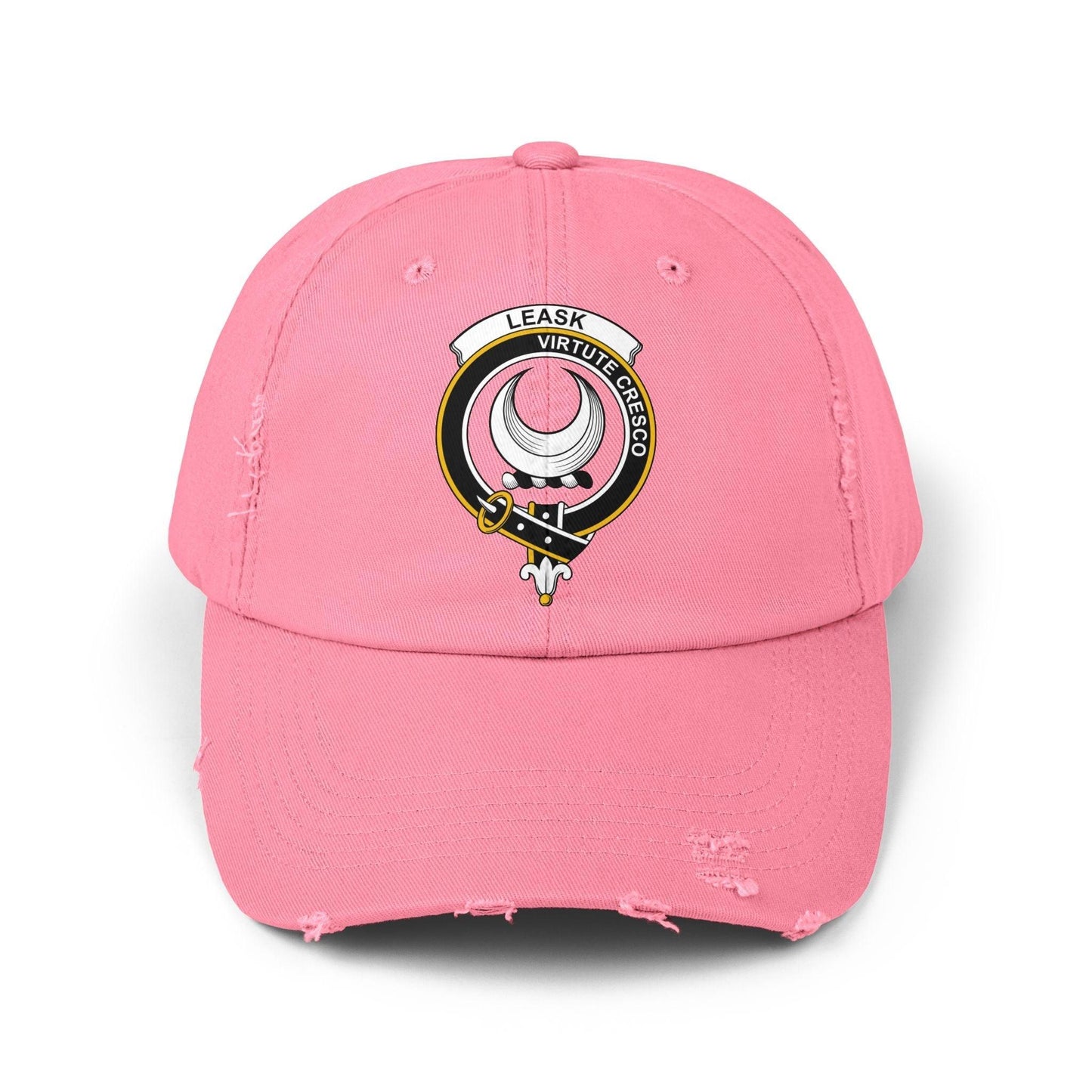 Leask Clan Crest Scottish Distressed Baseball Cap - Celtic Ancestry Gifts