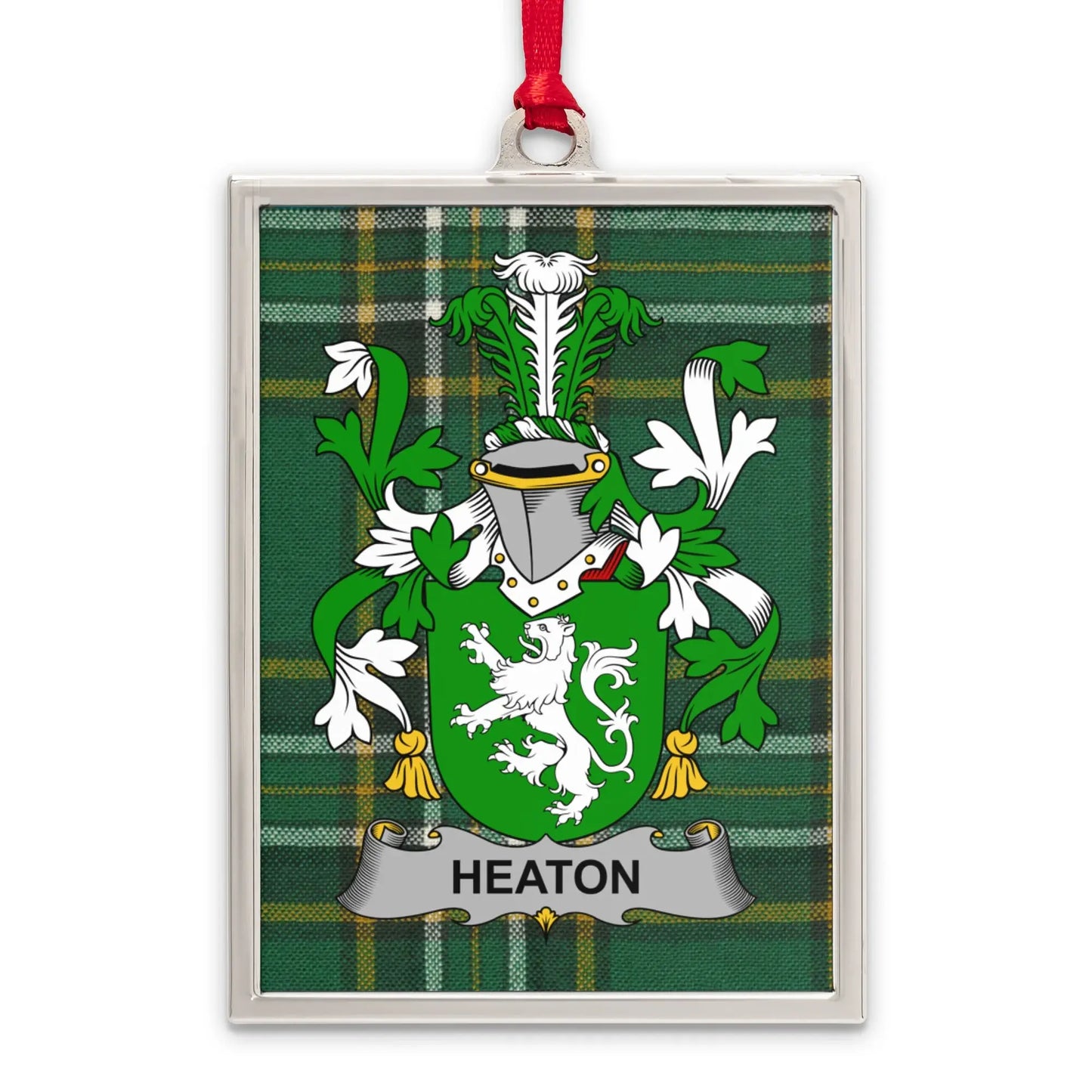 Heaton Family Crest with Tartan Design Rectangular Product