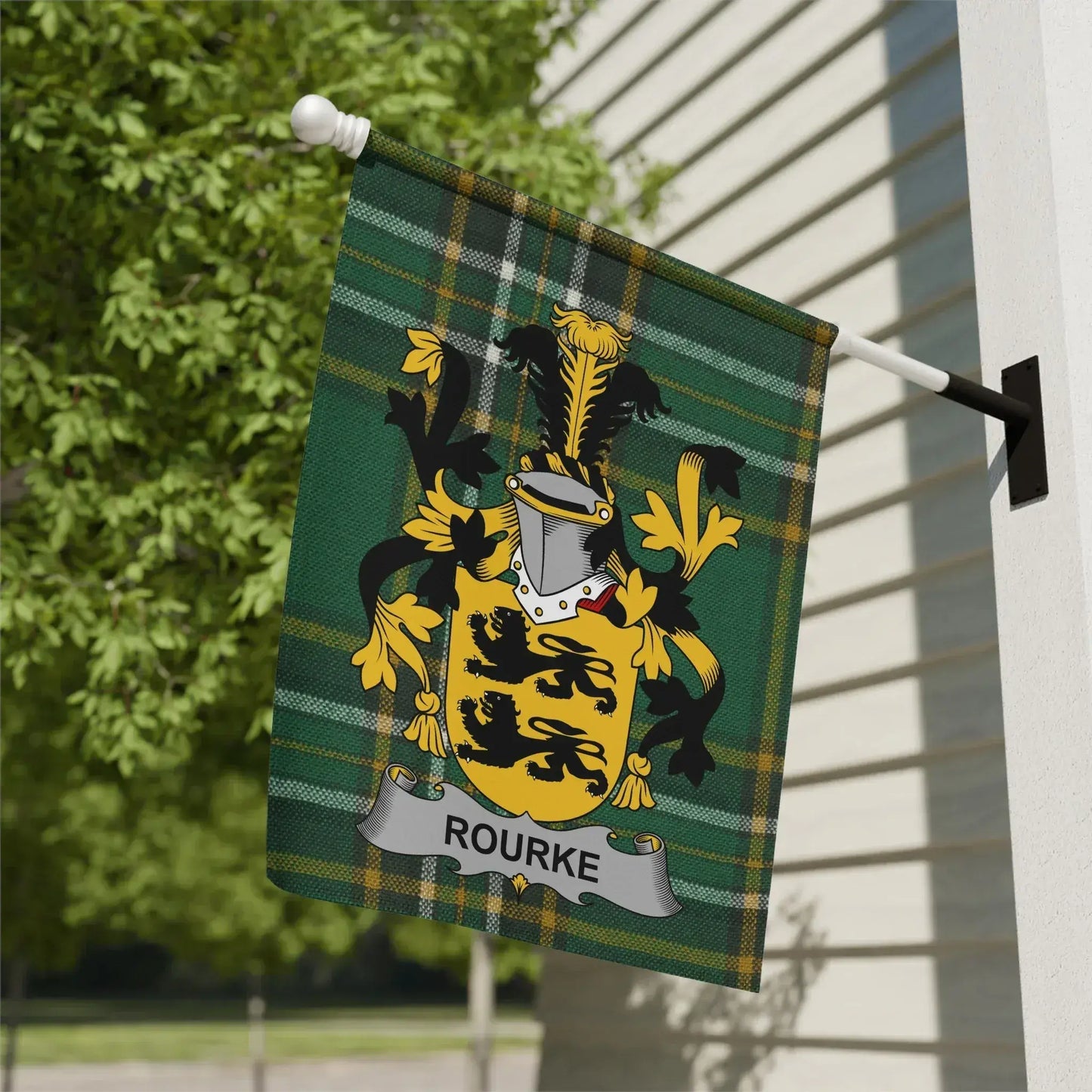 Personalized Rourke Family Crest House Flag product type