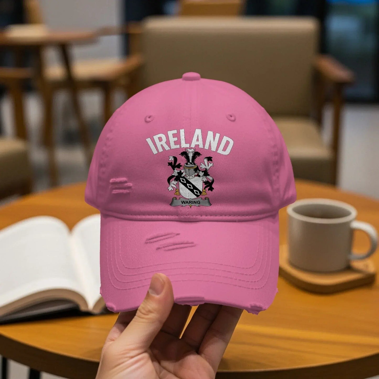 Ireland Crest Design Embroidered Pink Cap product type