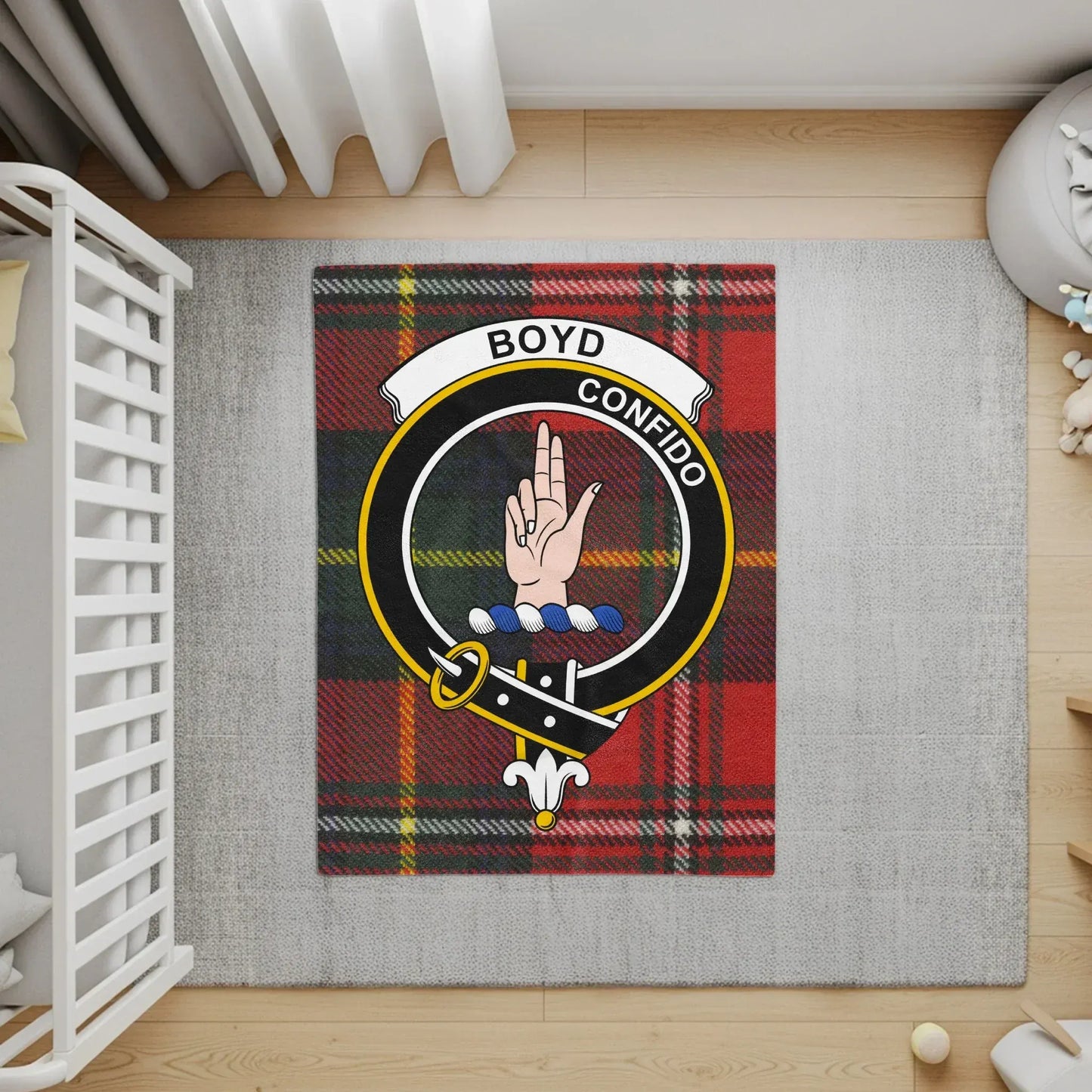 Scottish Clan Boyd Crest Tartan Design Rug product