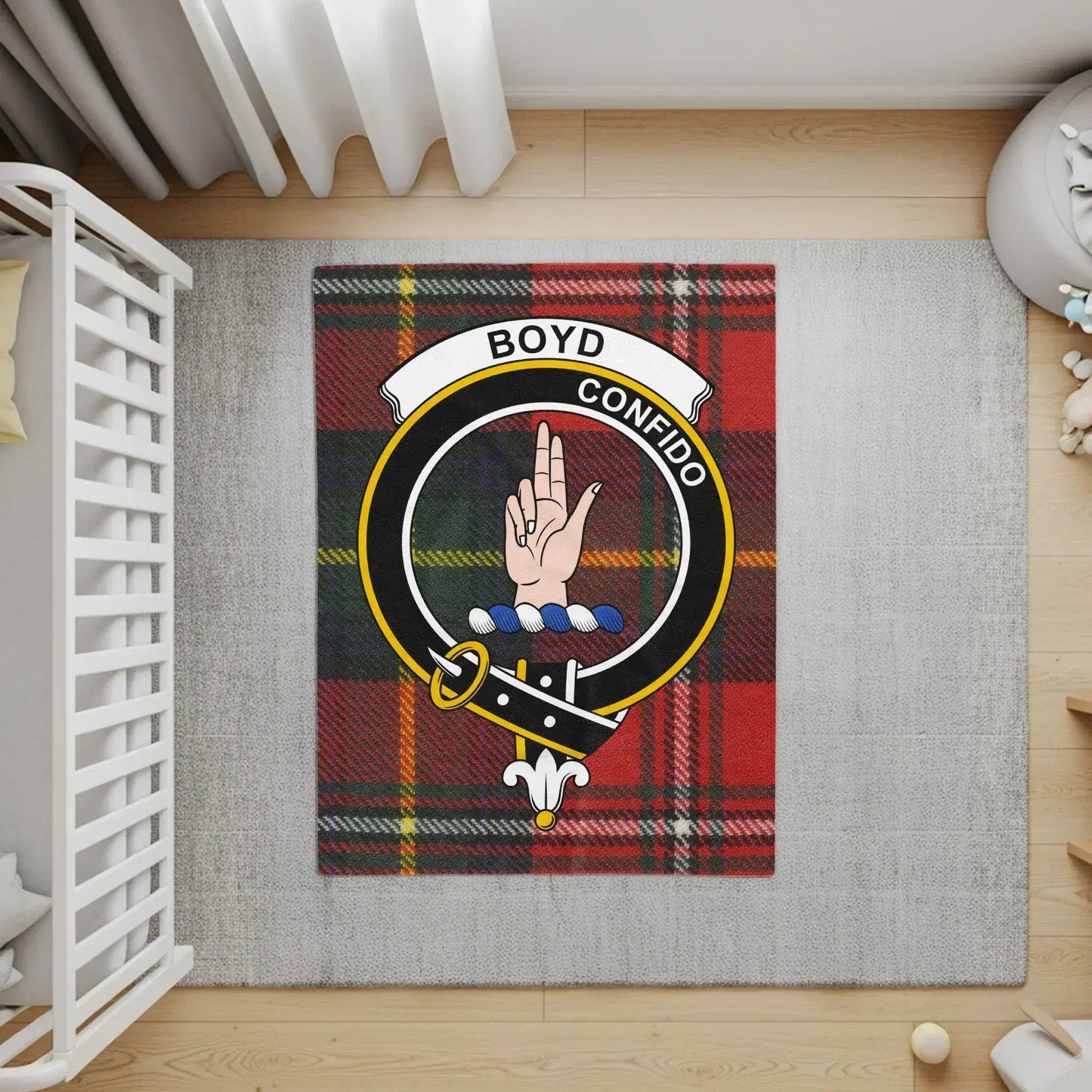 Scottish Clan Boyd Crest Tartan Design Rug product