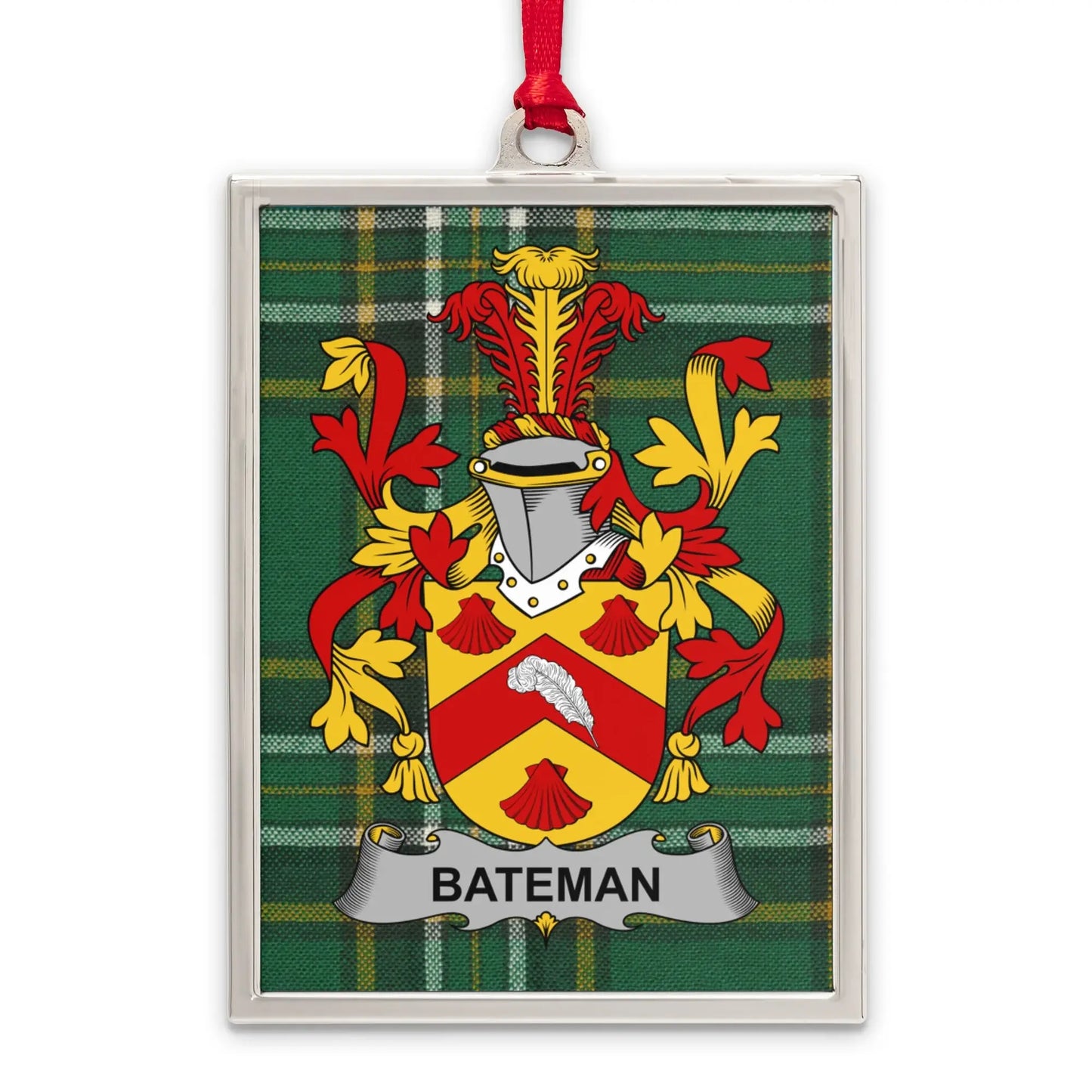 Bateman Family Crest Plaid Background Hanging product