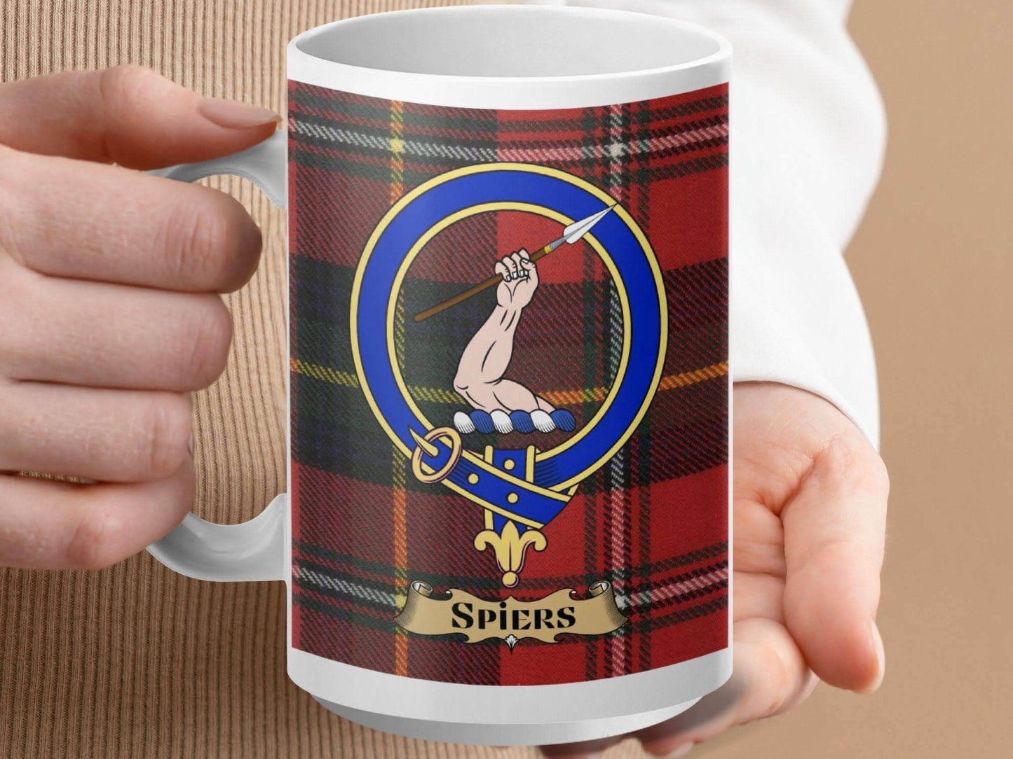 Spiers Clan Crest Red Tartan Pattern Mug product