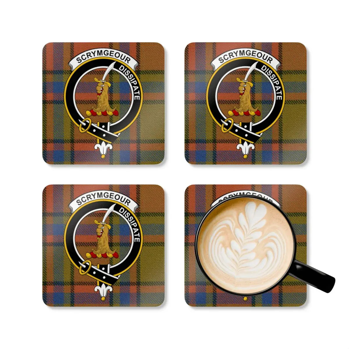 Scrymgeour Clan Crest Tartan Plaid Coasters product type