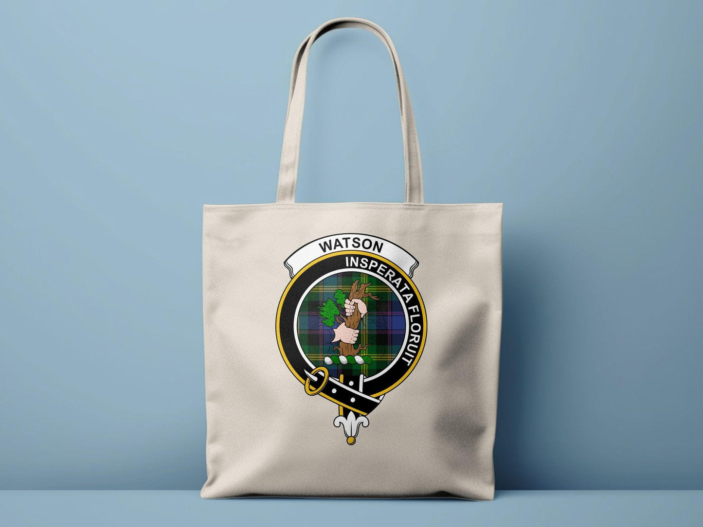 Watson Scottish Clan Crest Tartan Design Tote Bags - Celtic Ancestry Gifts