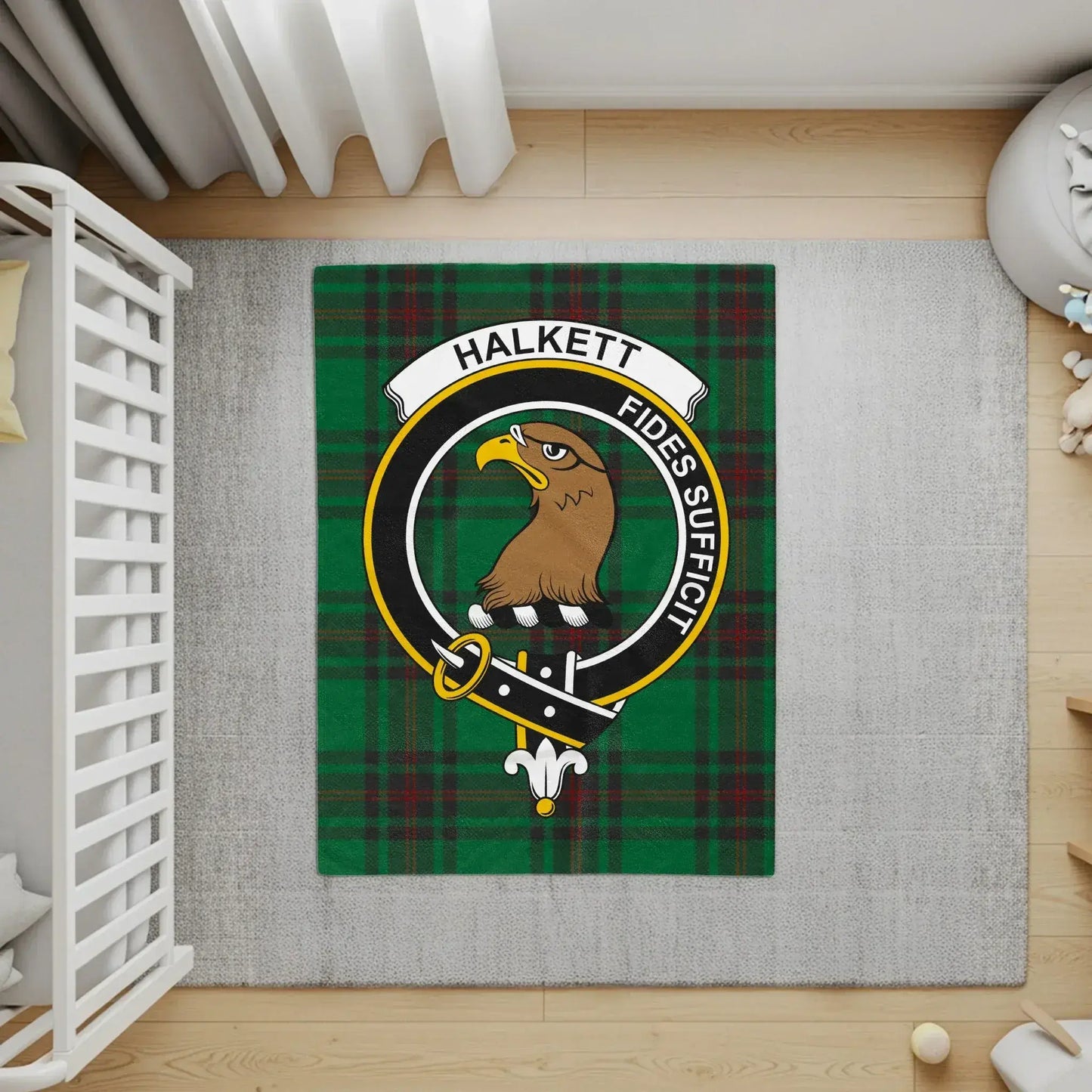 Personalized Halkett Clan Crest Plaid Area Rug product type