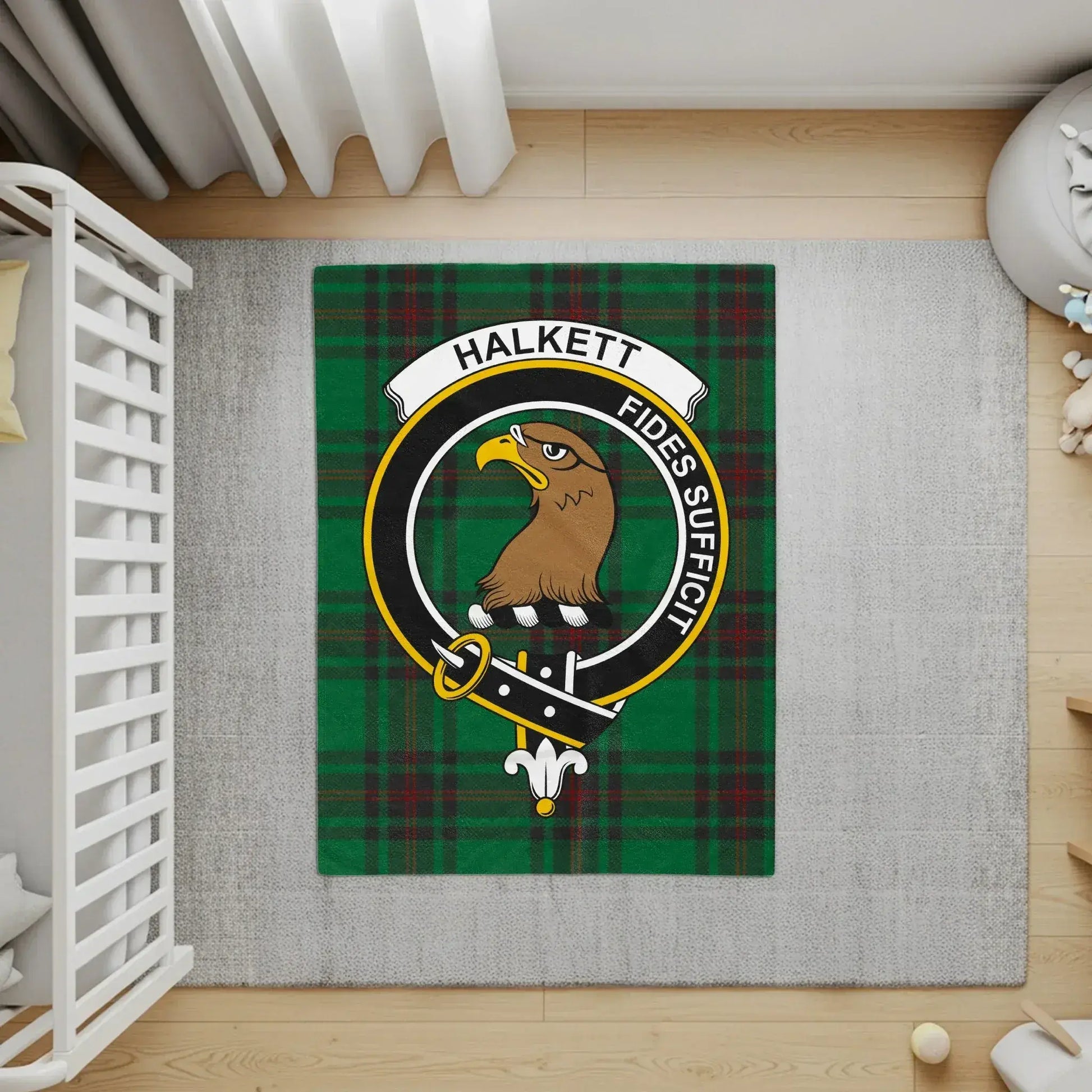 Personalized Halkett Clan Crest Plaid Area Rug product type