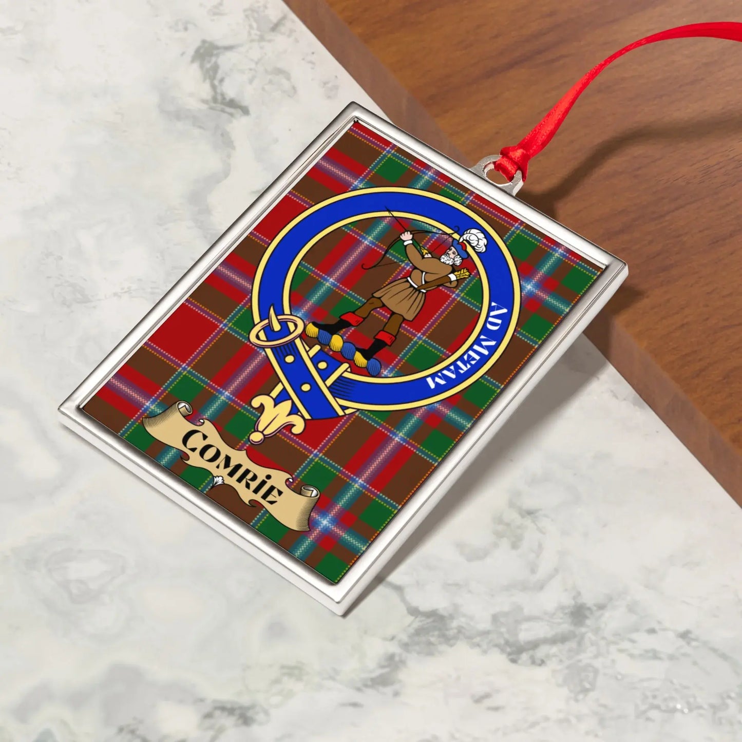 Clan Cowie Hunting Tartan and Crest Ornament product type