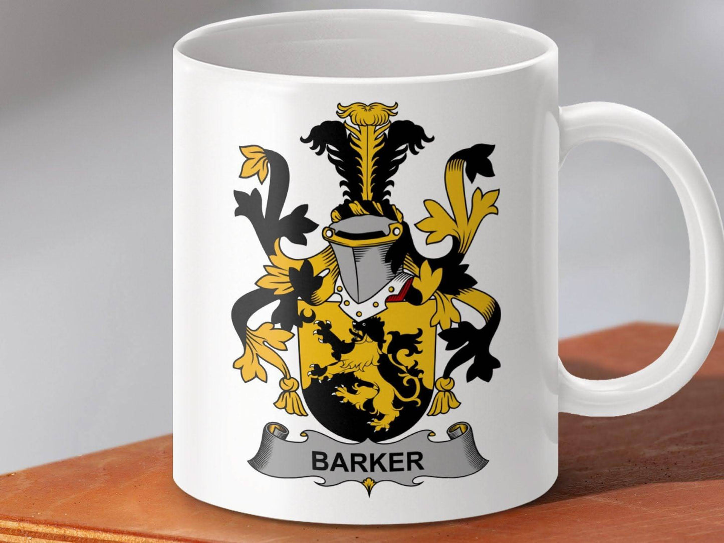Barker Surname Irish Family Crest Design Graphic Mug - Celtic Ancestry Gifts