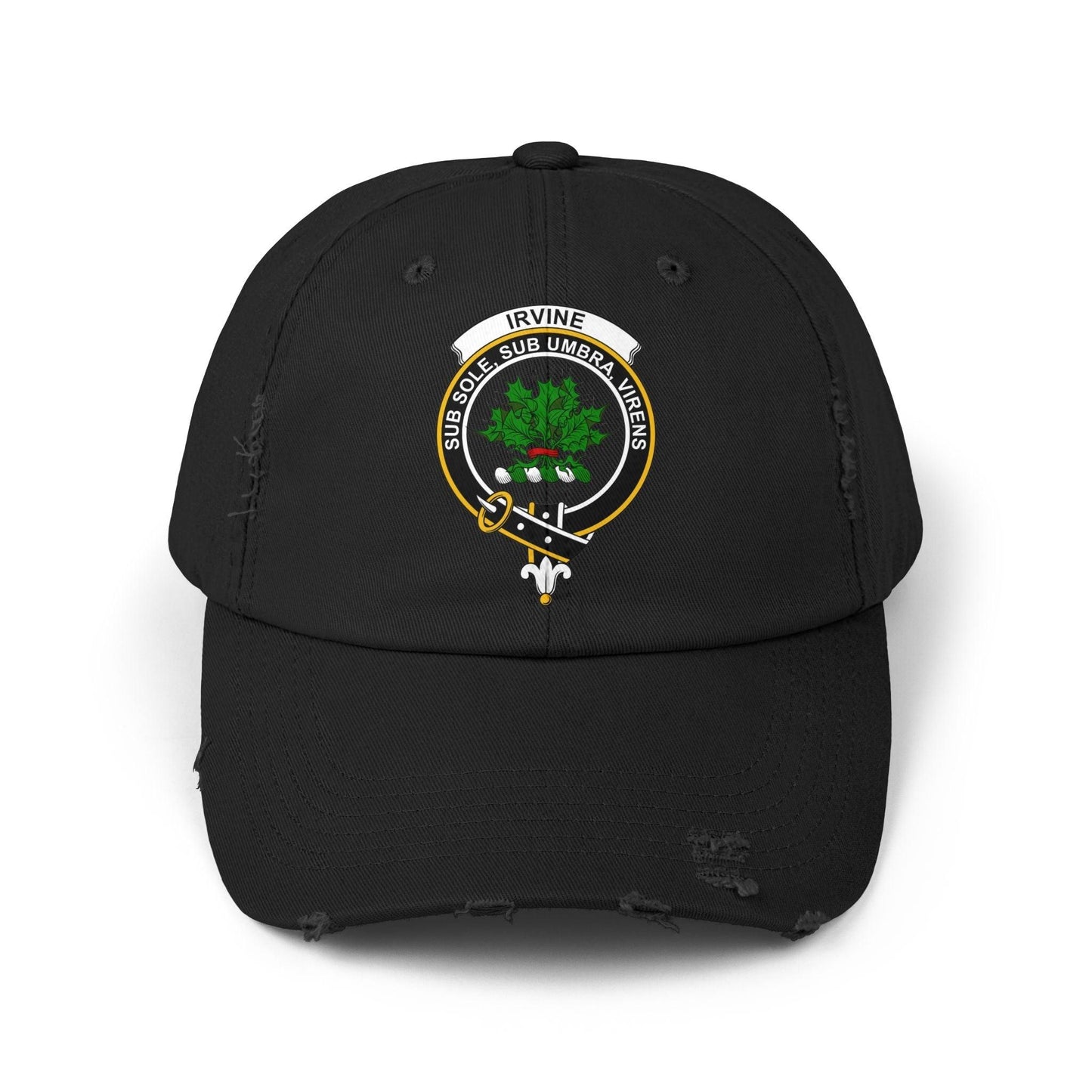 Irvine Clan Crest Embroidered Distressed Baseball Cap - Celtic Ancestry Gifts