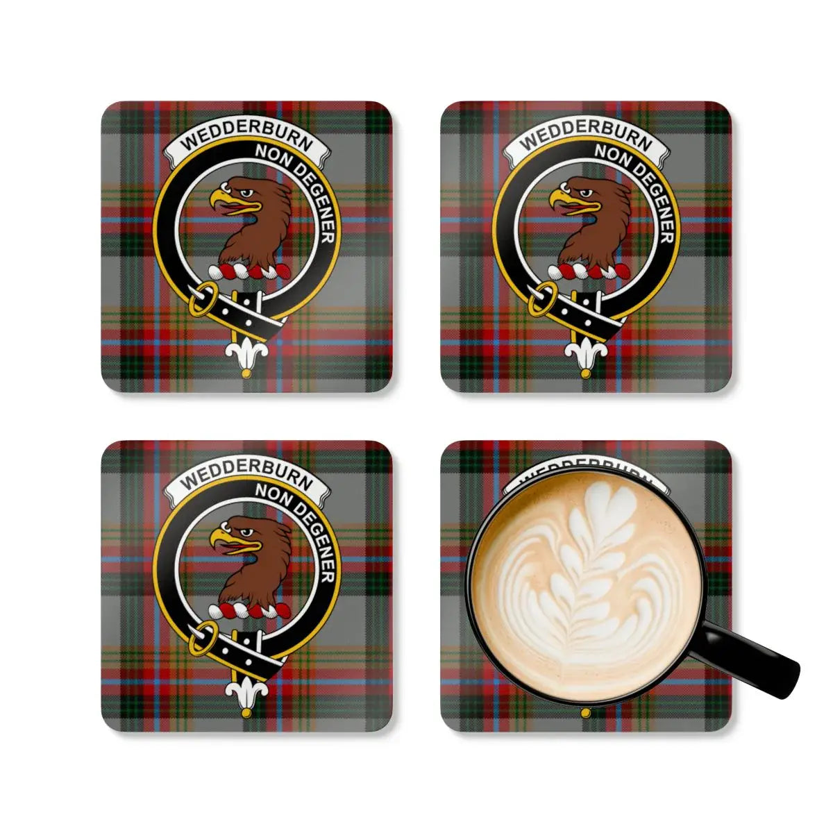 Wedderburn Clan Crest Tartan Coasters product type