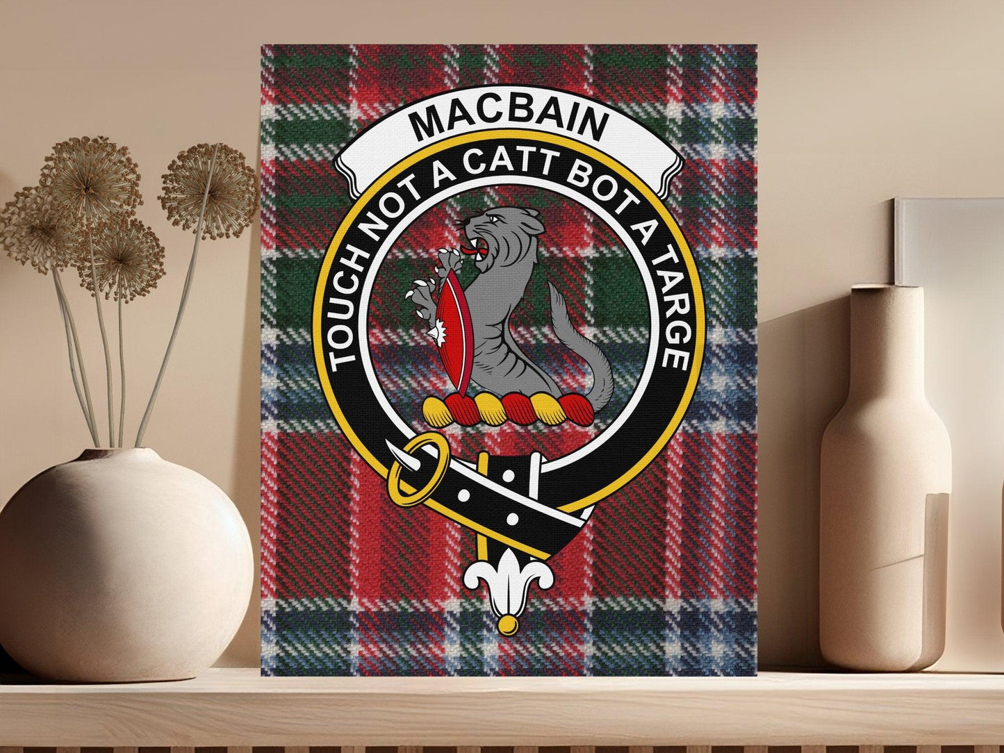 MacBain Clan Crest Tartan Background Print product