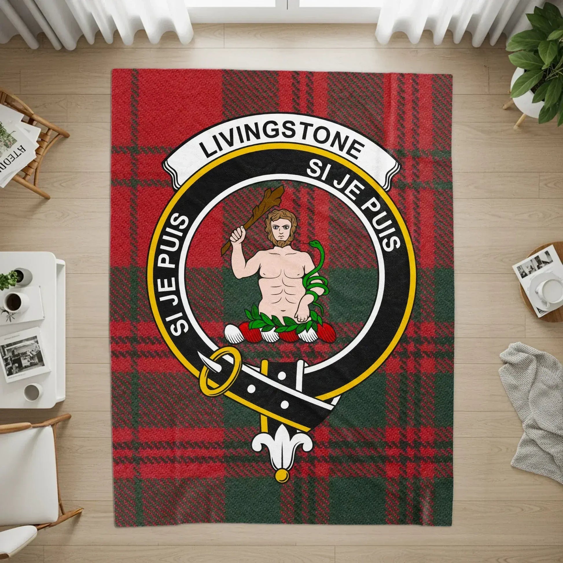 Livingstone Clan Crest Badge Plaid Rug product type