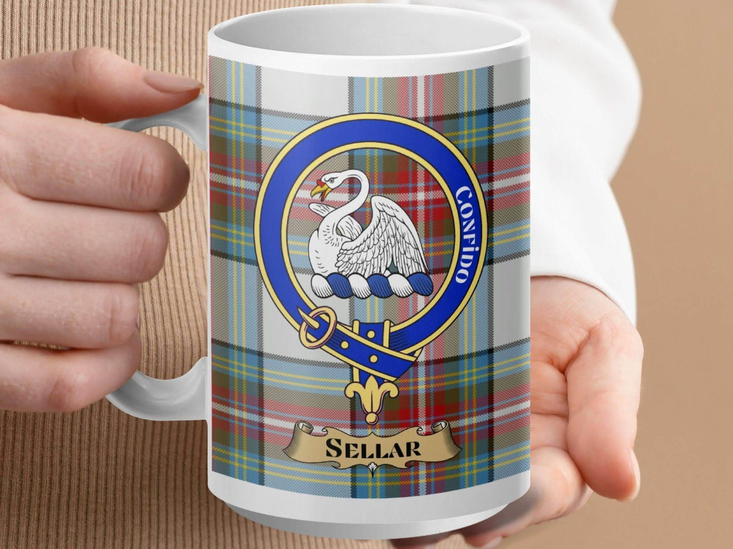 Plaid Patterned Sellar Crest Mug for Coffee or Tea product