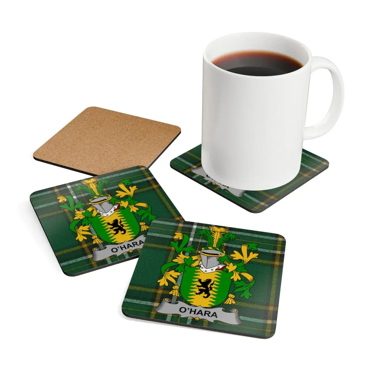 Family Crest O'Hara Green Plaid Set of Four Coasters product
