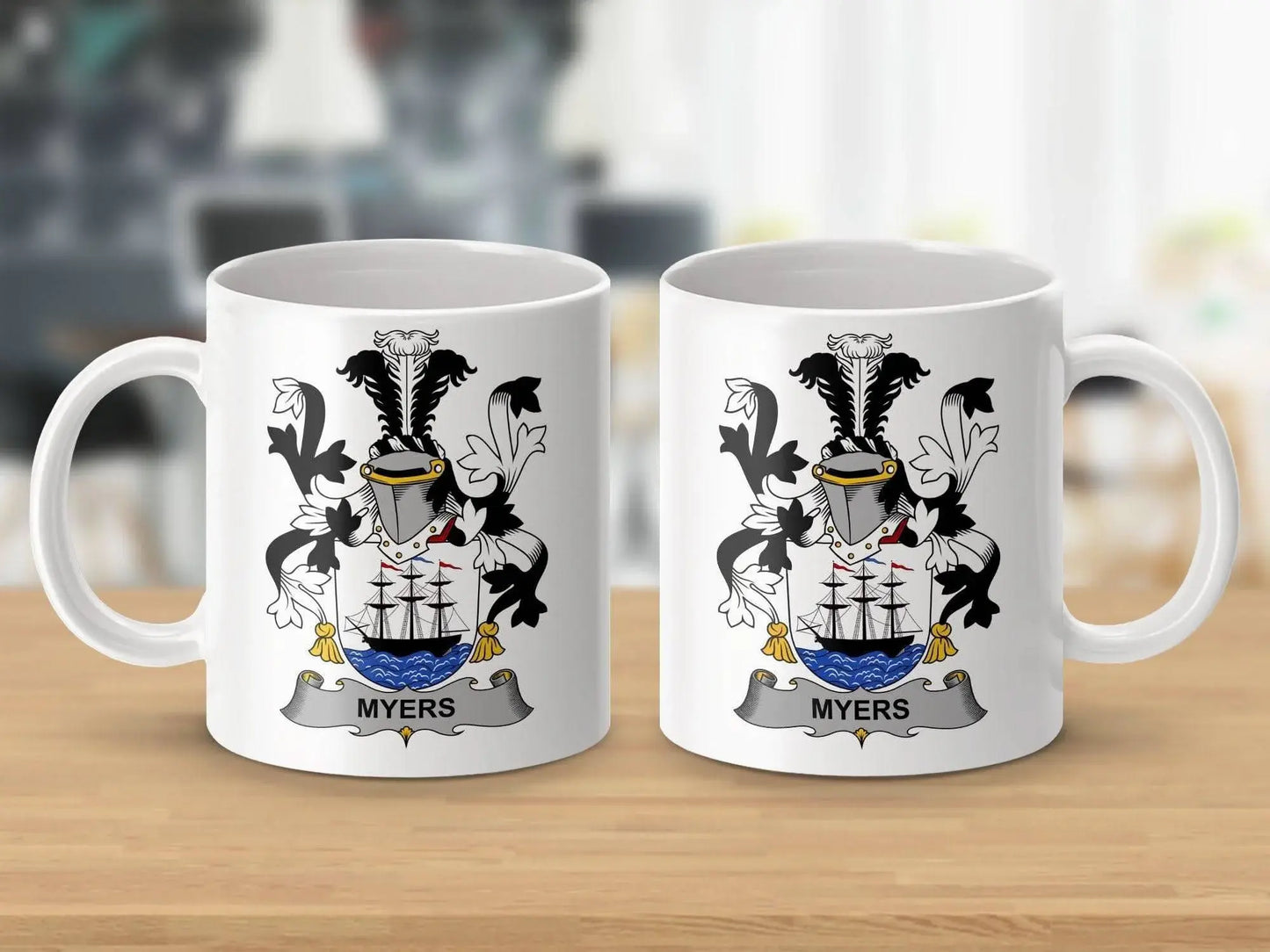 Myers Family Crest Coat of Arms Mug - Celtic Ancestry Gifts
