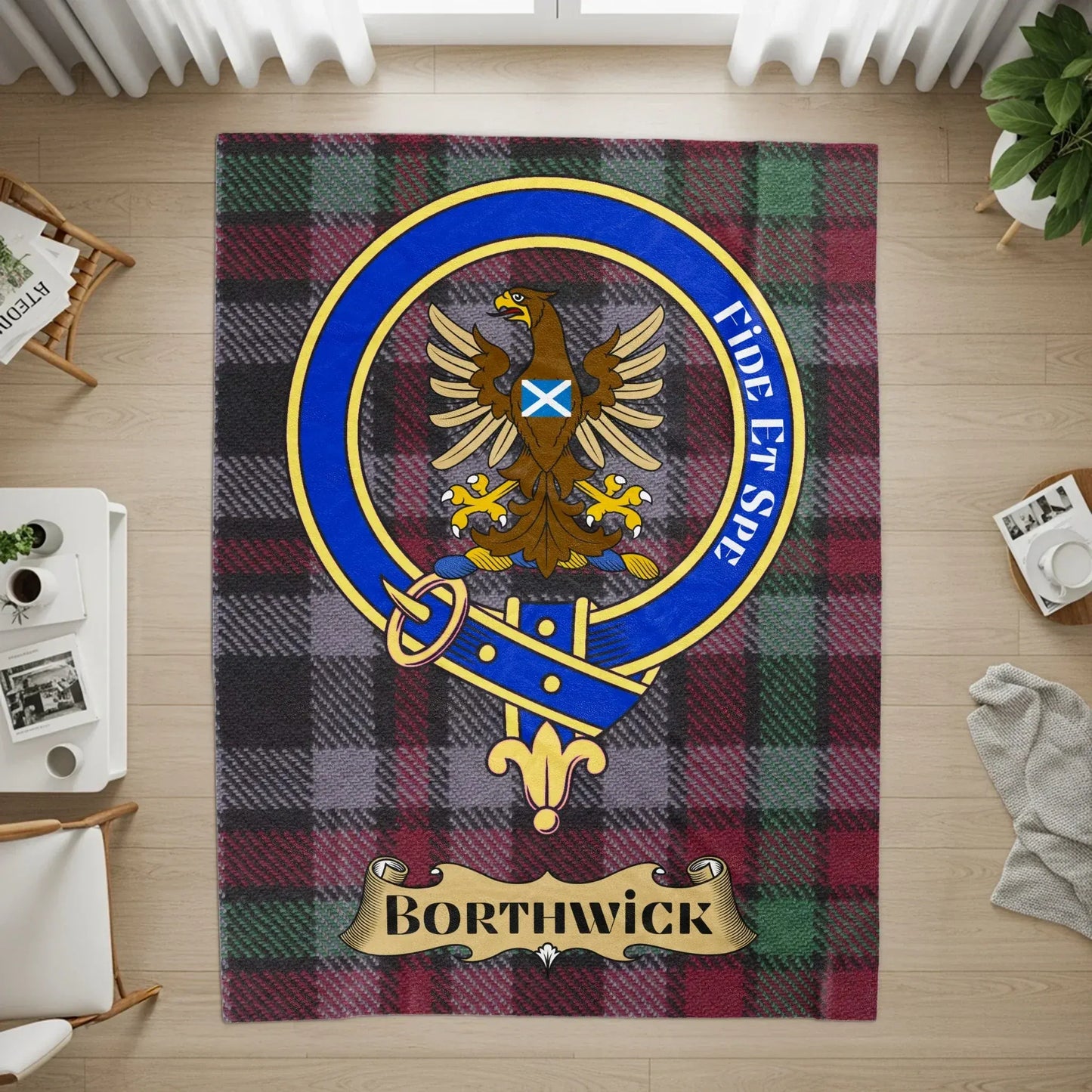 Fide Et Sper Borthwick Plaid Shield Design Rug product