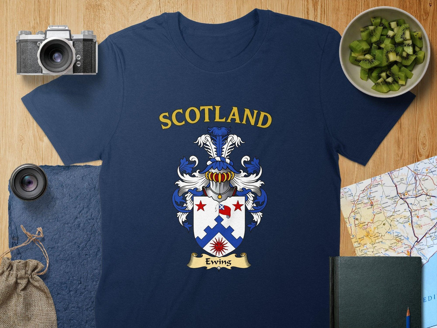 Ewing Clan Family Crest Coat of Arms T-Shirt - Celtic Ancestry Gifts