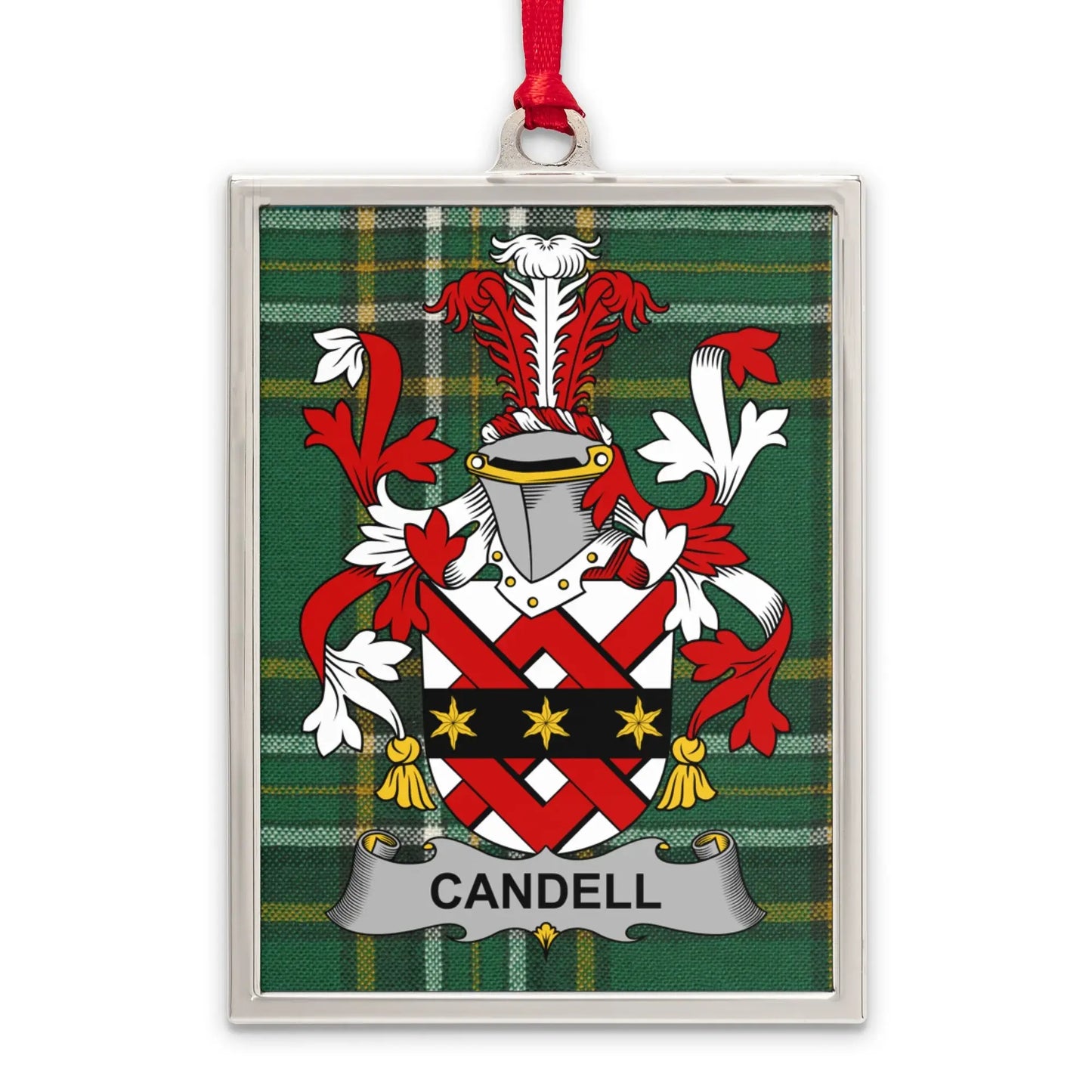 Candell Family Crest Plaid Background Ornament product type