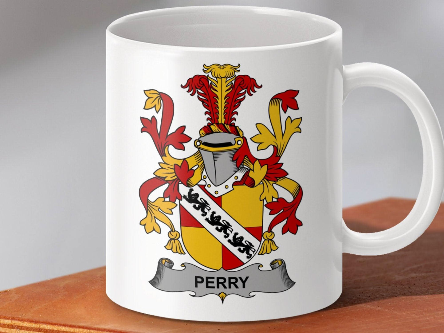 Perry Family Coat of Arms Colorful Crest Mug - Celtic Ancestry Gifts