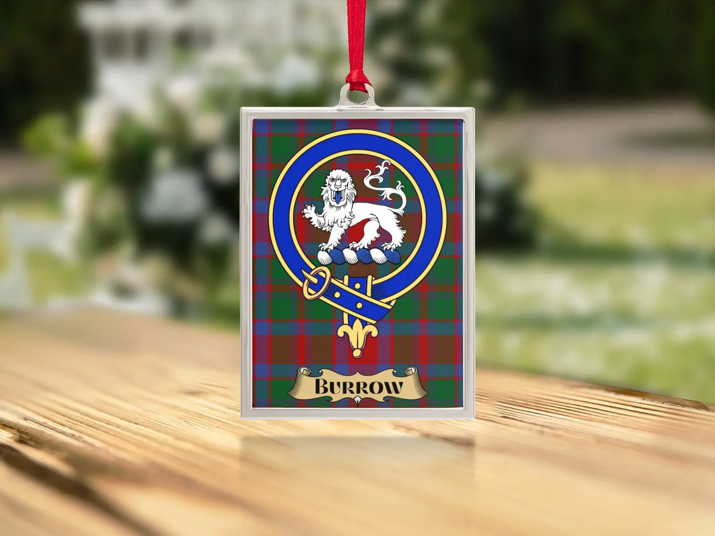 Burrow Family Crest Plaid Ribbon Ornament product