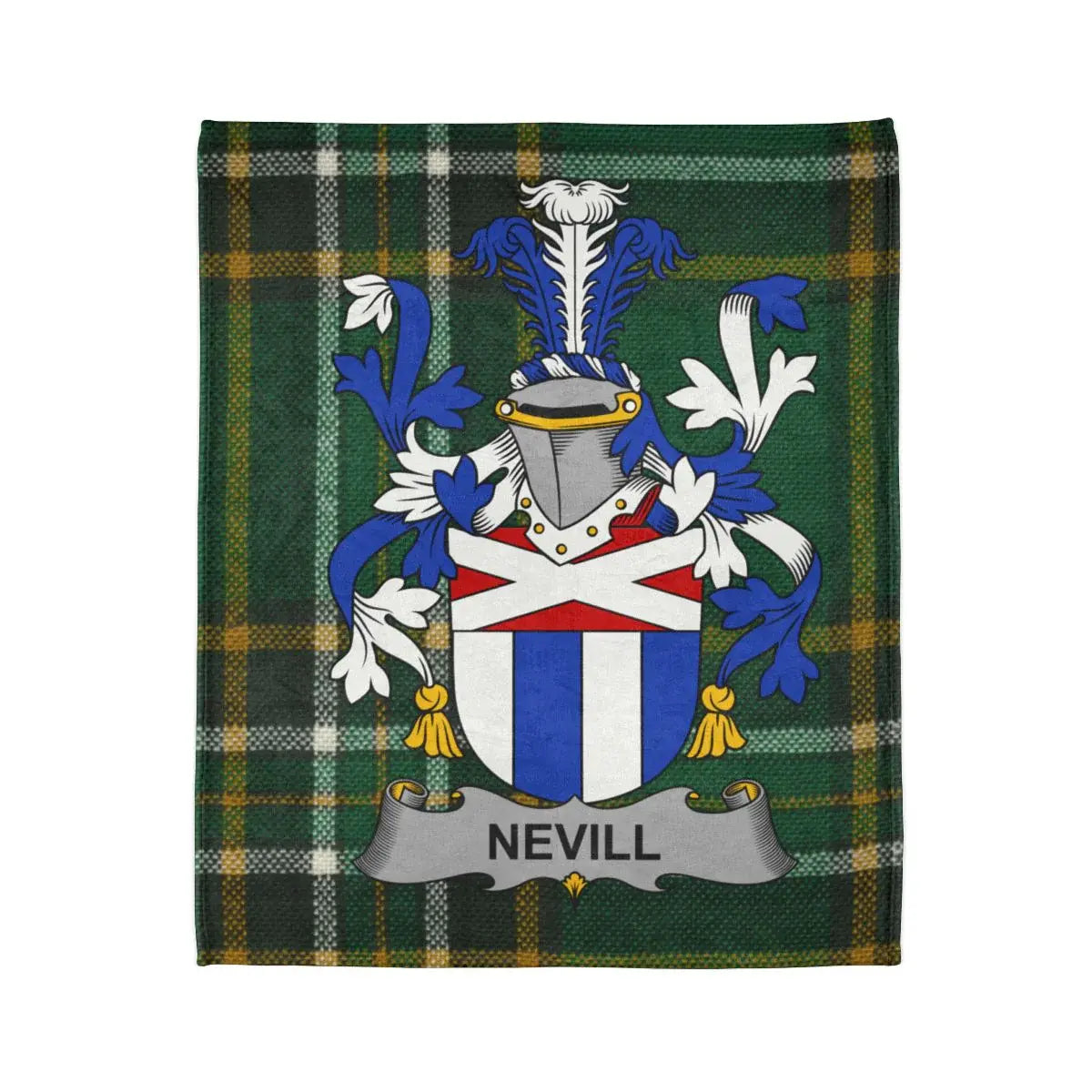 Nevill Family Crest Green Tartan Plaid Blanket product type