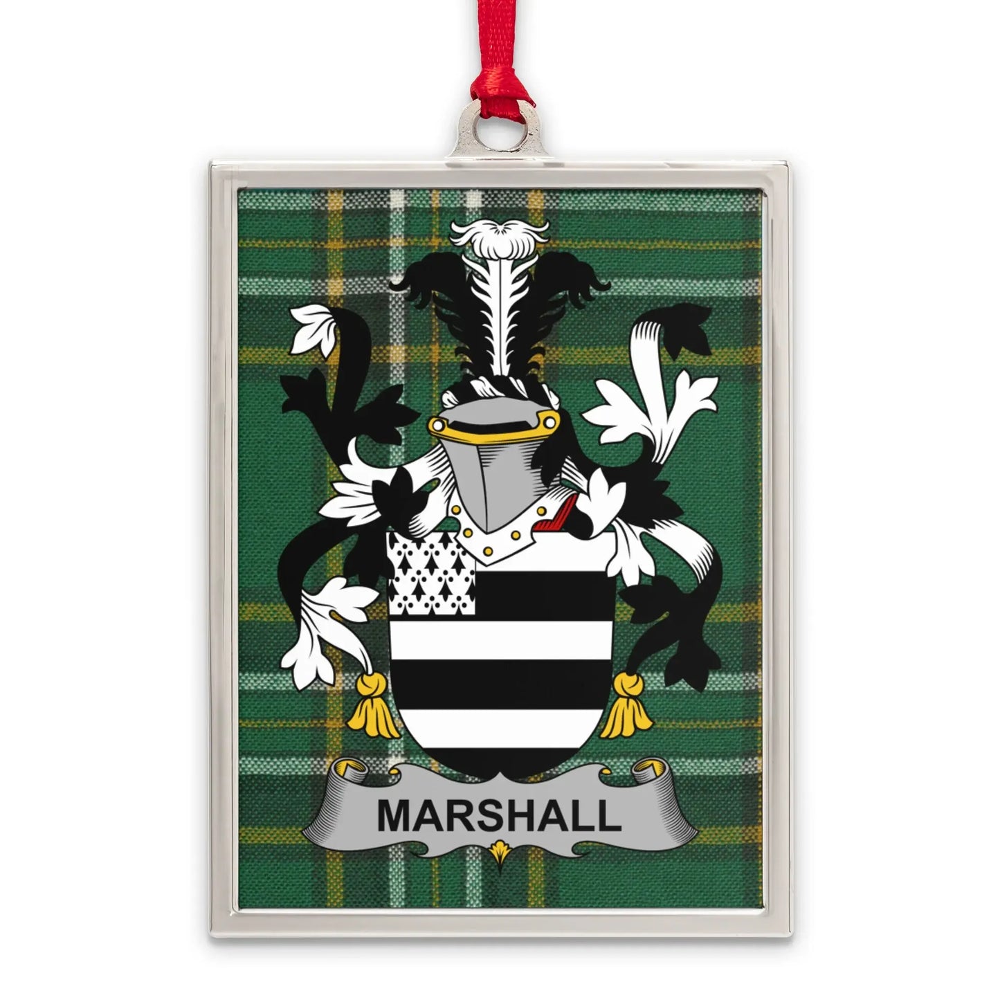 Marshall Coat of Arms Plaid Background Ornament product