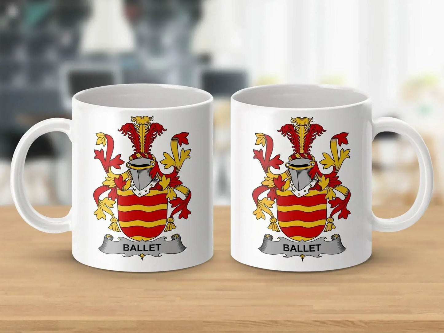 Ballet Surname Family Crest Heraldry Pride Irish Mug - Celtic Ancestry Gifts
