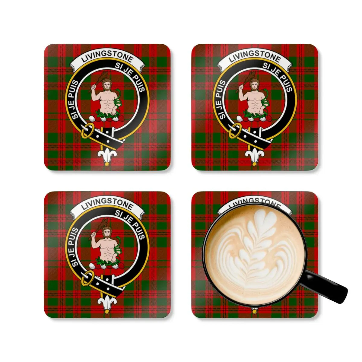Livingstone Sije Puis Scottish Clan Tartan Coasters product