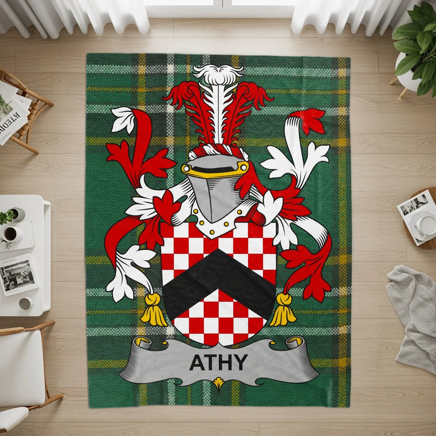 Athy Family Crest Tartan Rug Decorative Floor Accent product