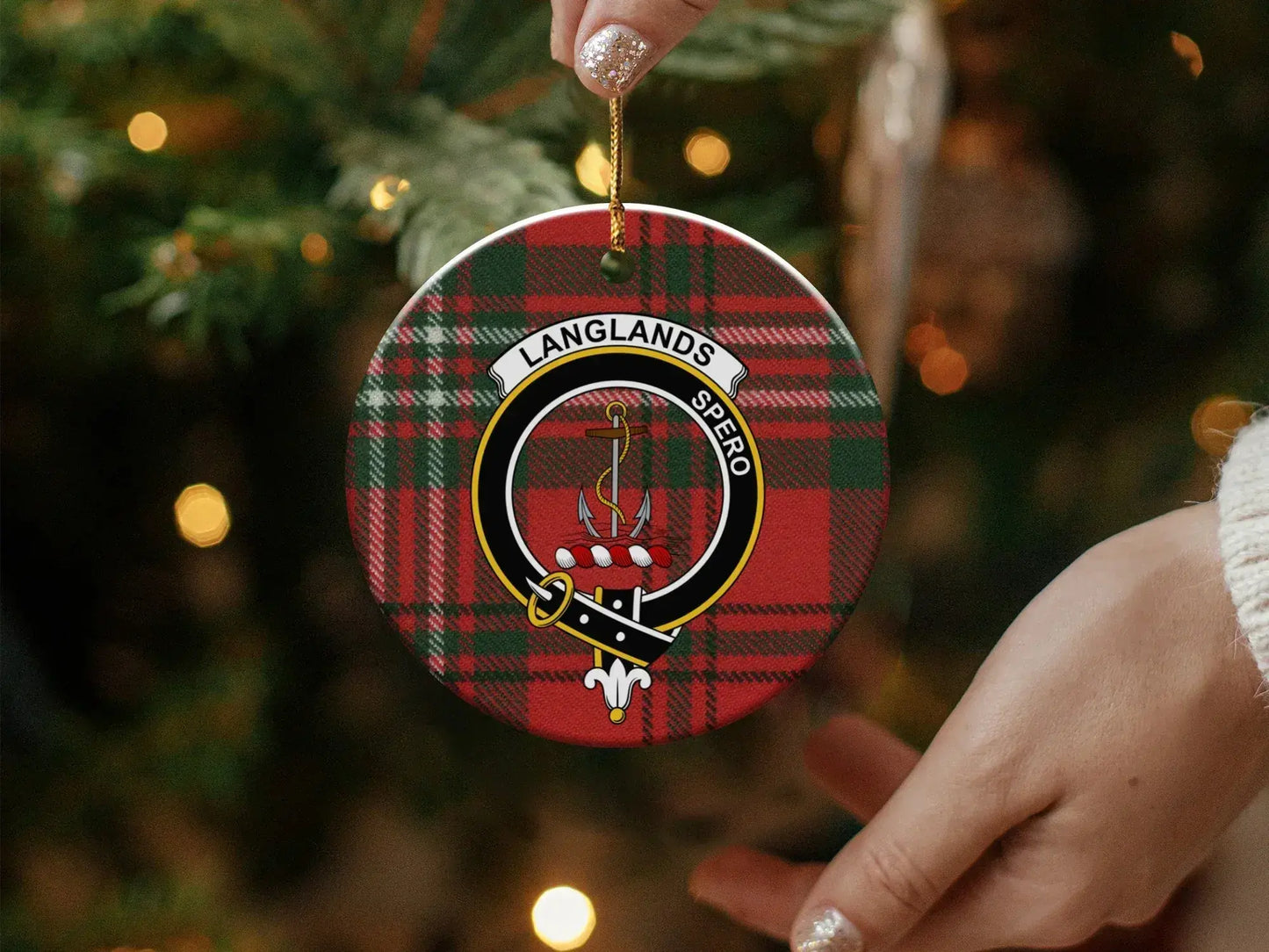 Scottish Clan Langlands Tartan Christmas Ornament product