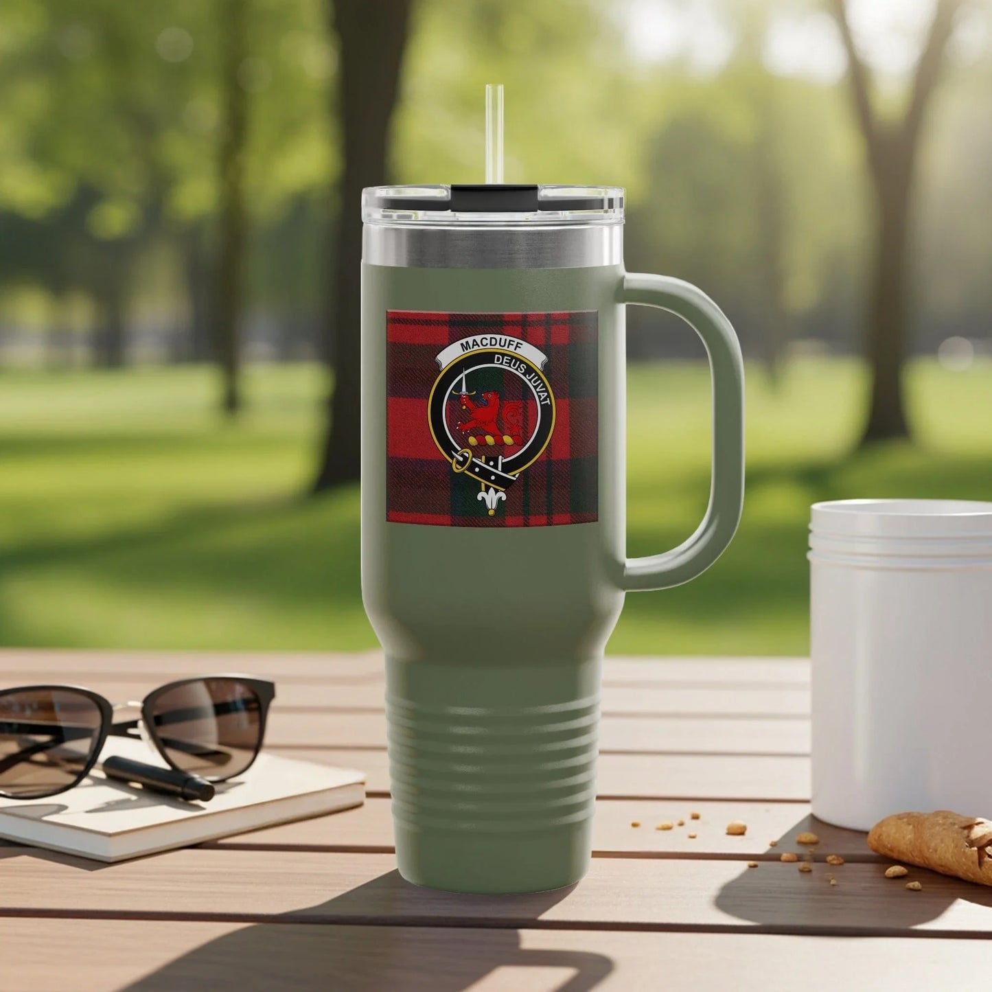 Macduff tartan red stag design travel tumbler product