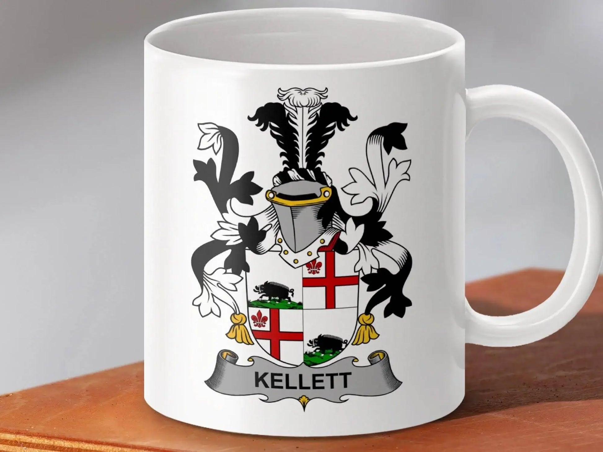Kellett Irish Surname Family Crest 11 oz Ceramic Mug - Celtic Ancestry Gifts